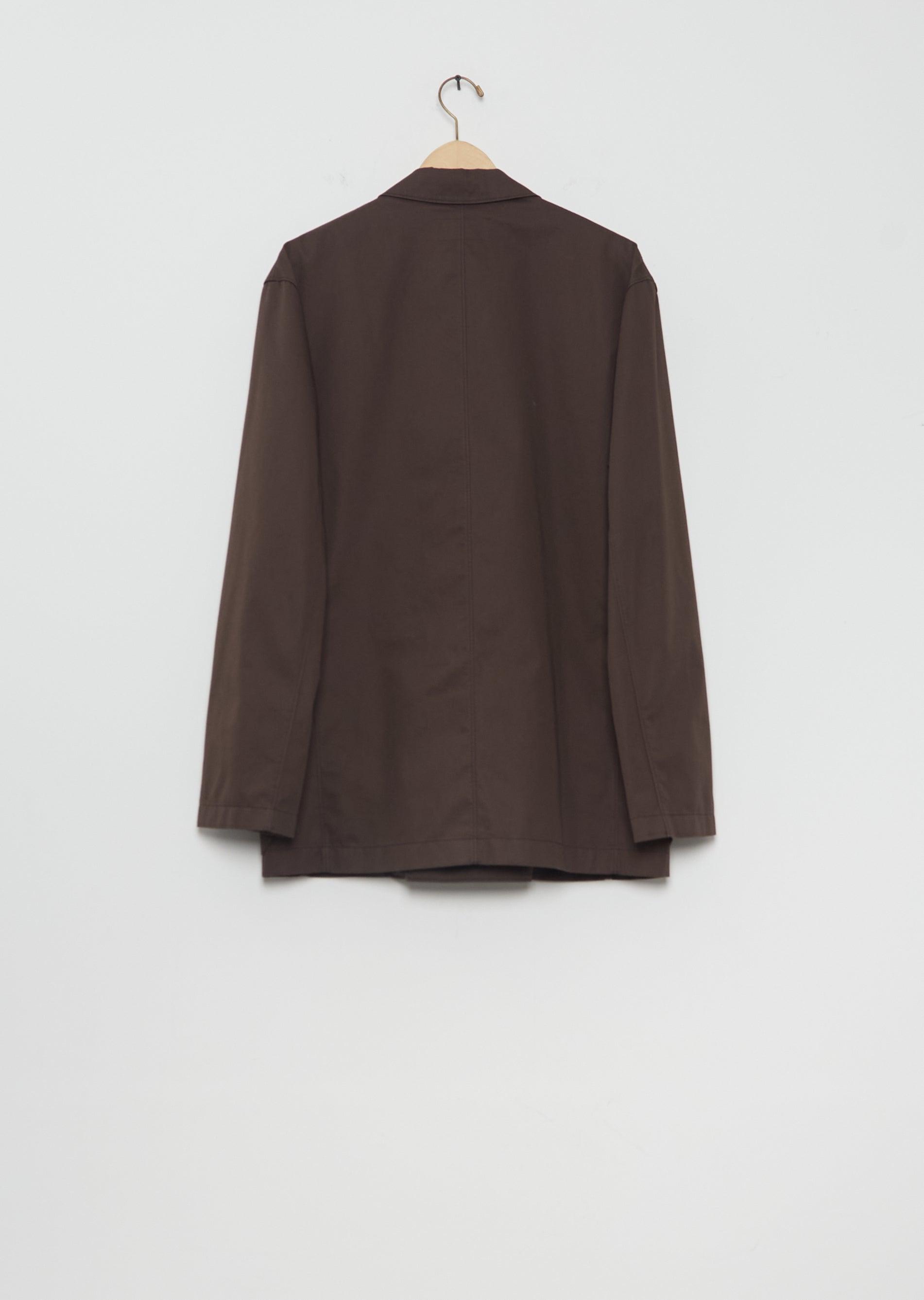 Lemaire Cotton Twill Double Breasted Workwear Jacket in Brown 
