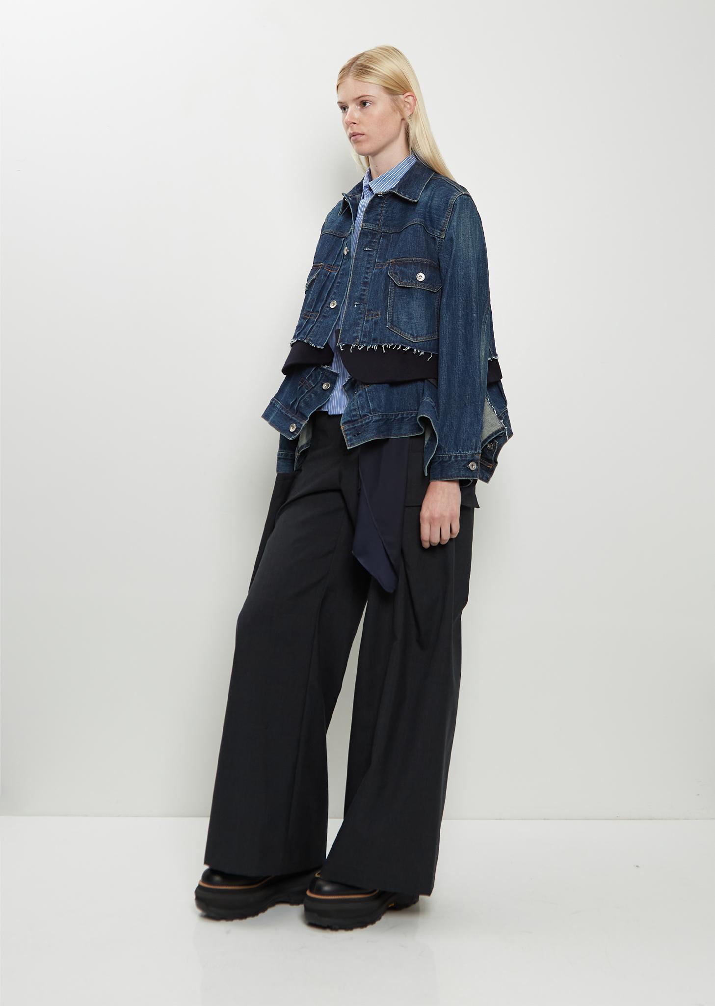 Sacai Denim X Wool Melton Jacket in Blue | Lyst
