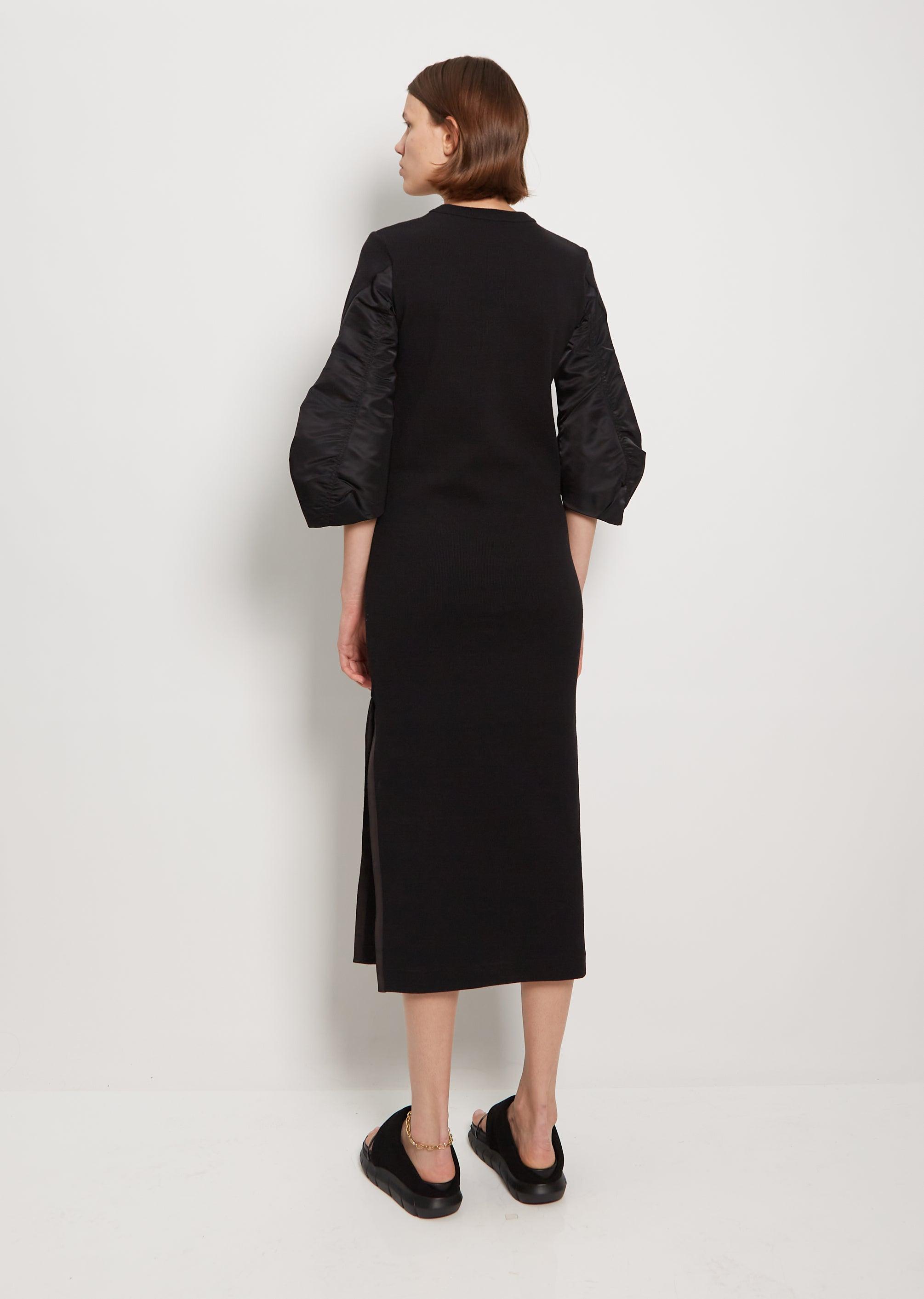 Sacai Nylon Twill Mix Cotton Jersey Dress in Black | Lyst