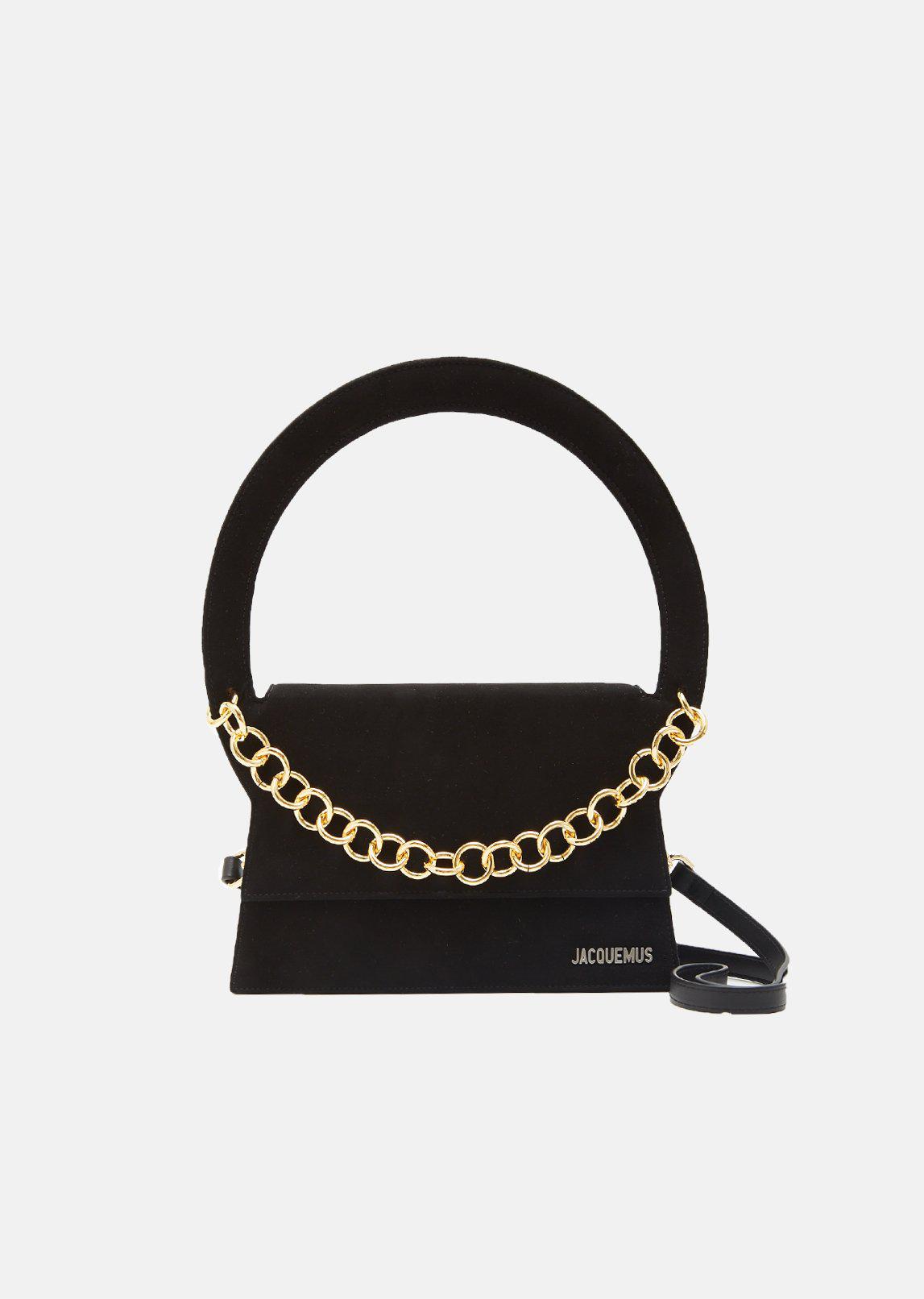 Jacquemus Le Sac Rond Suede Bag in Black - Lyst