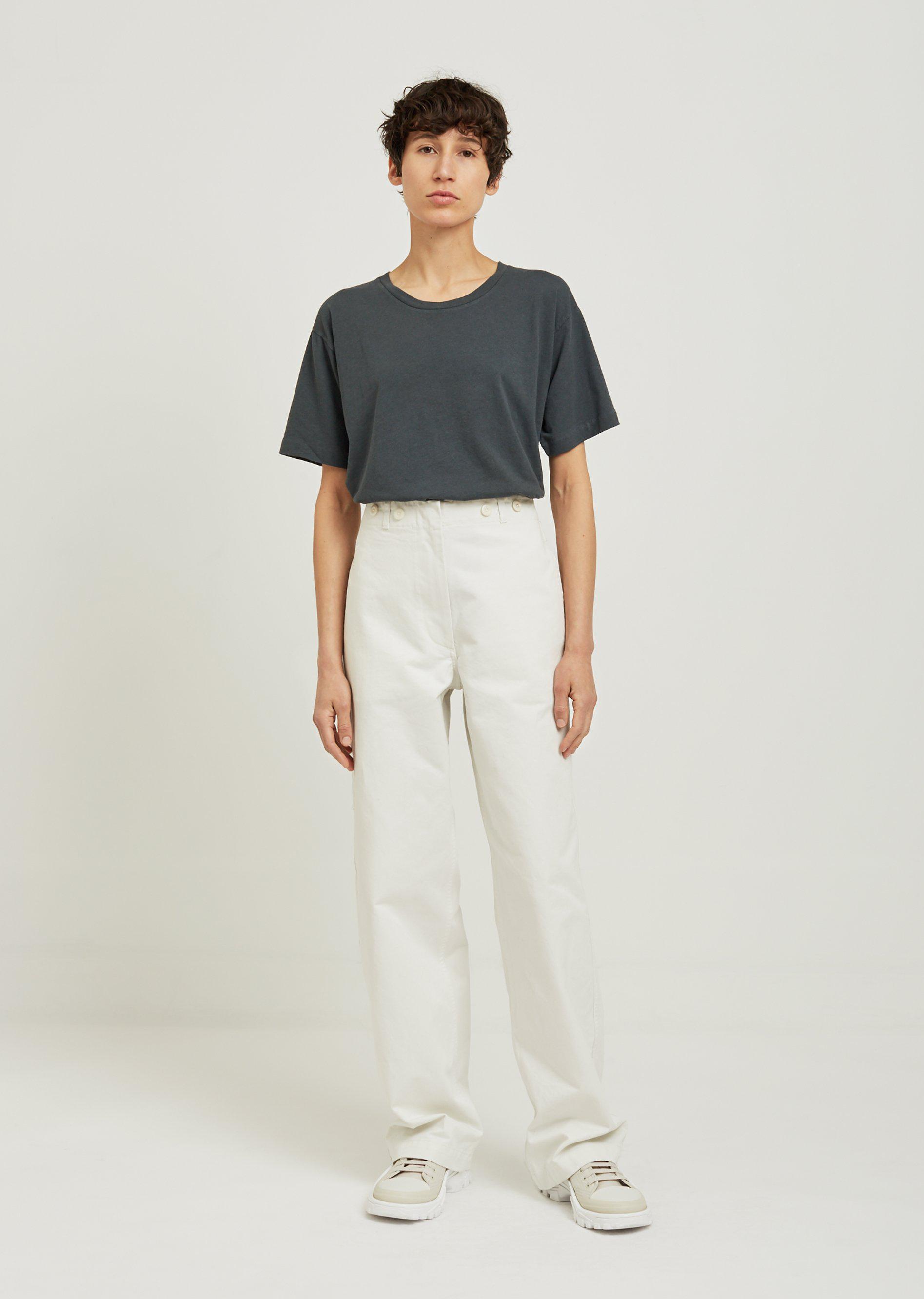 MHL by Margaret Howell Cotton Cinched Back Trousers in White | Lyst