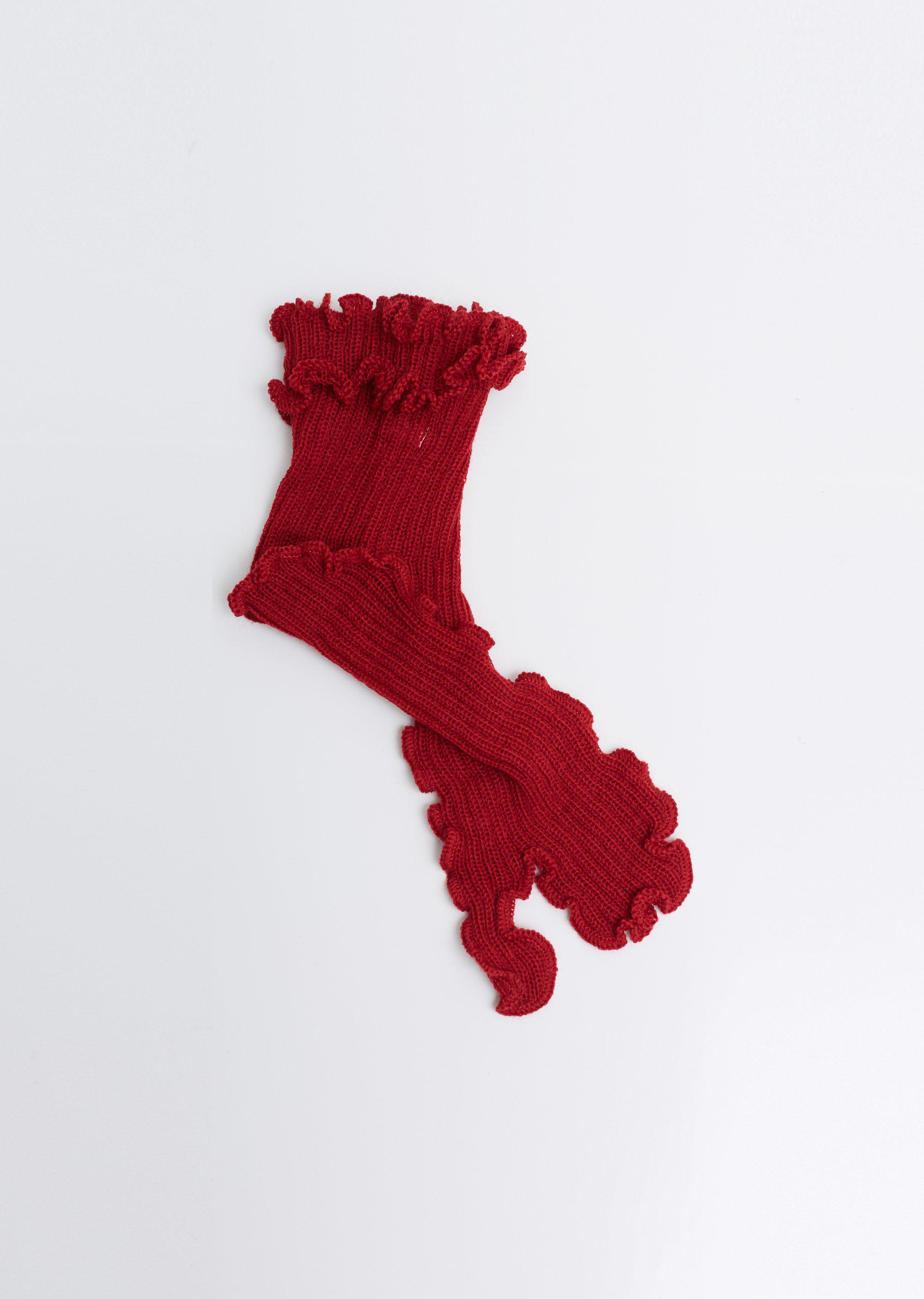 MM6 by Maison Martin Margiela Wool Ribbed Tabi Socks in Red - Lyst