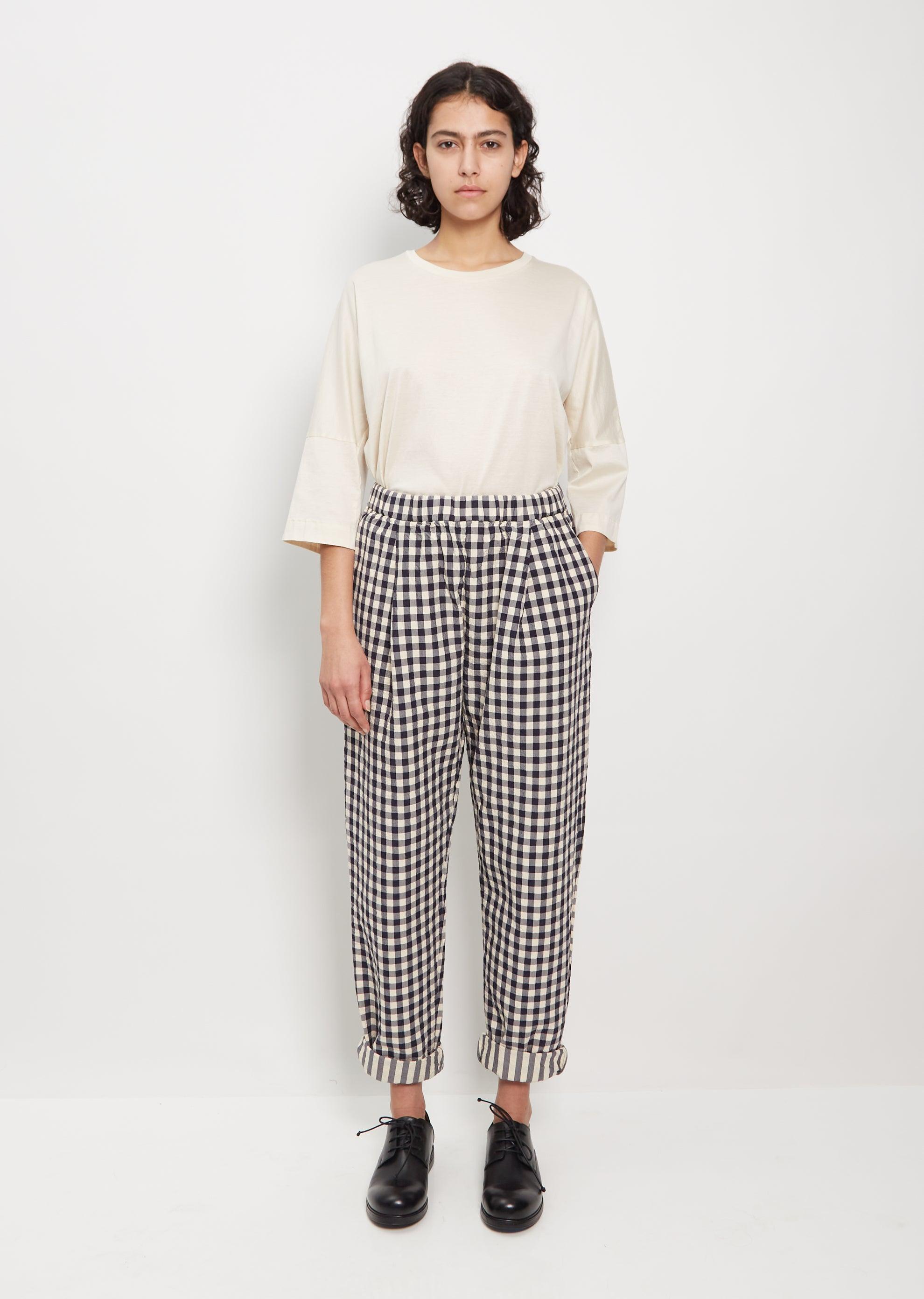 Casey Casey Cotton Check Verger Pant in White | Lyst