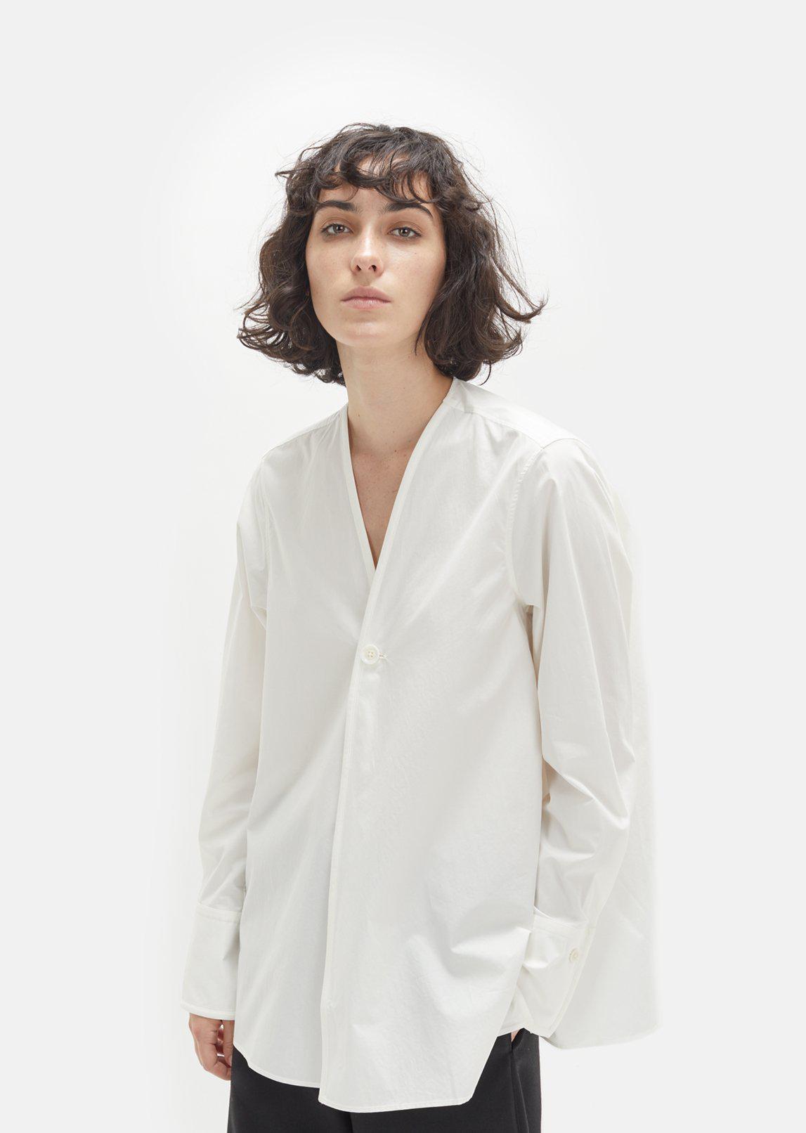 Lemaire Cotton Wrap Over Shirt in White | Lyst
