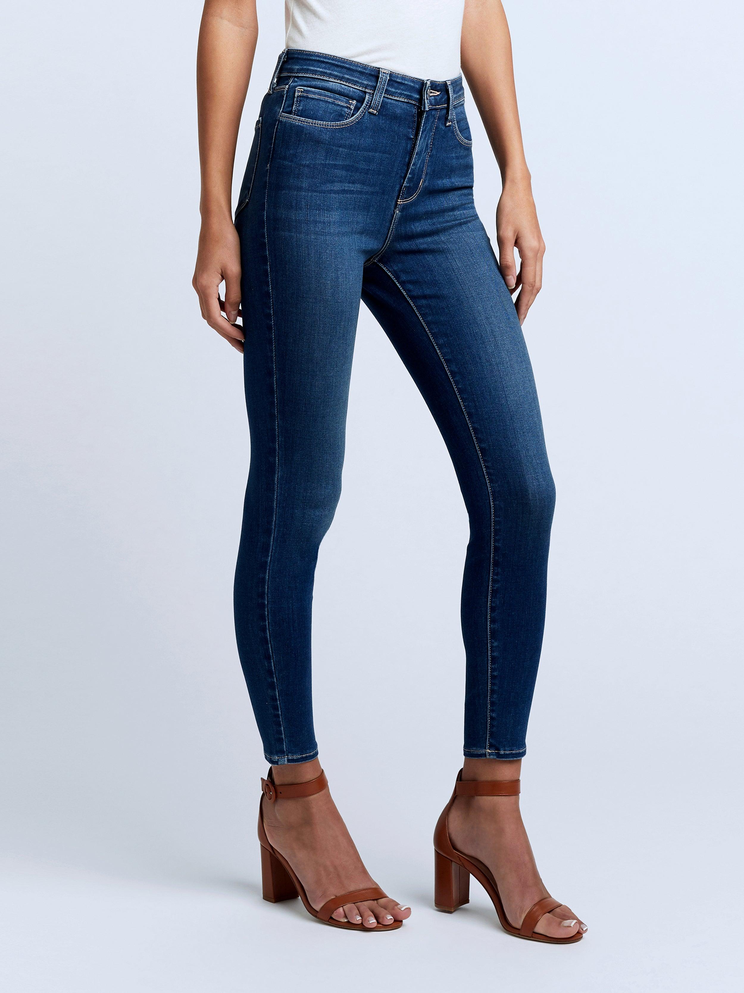 L'Agence Womens Margot Blue High Rise Dark Wash Denim Skinny Jeans NWT ...