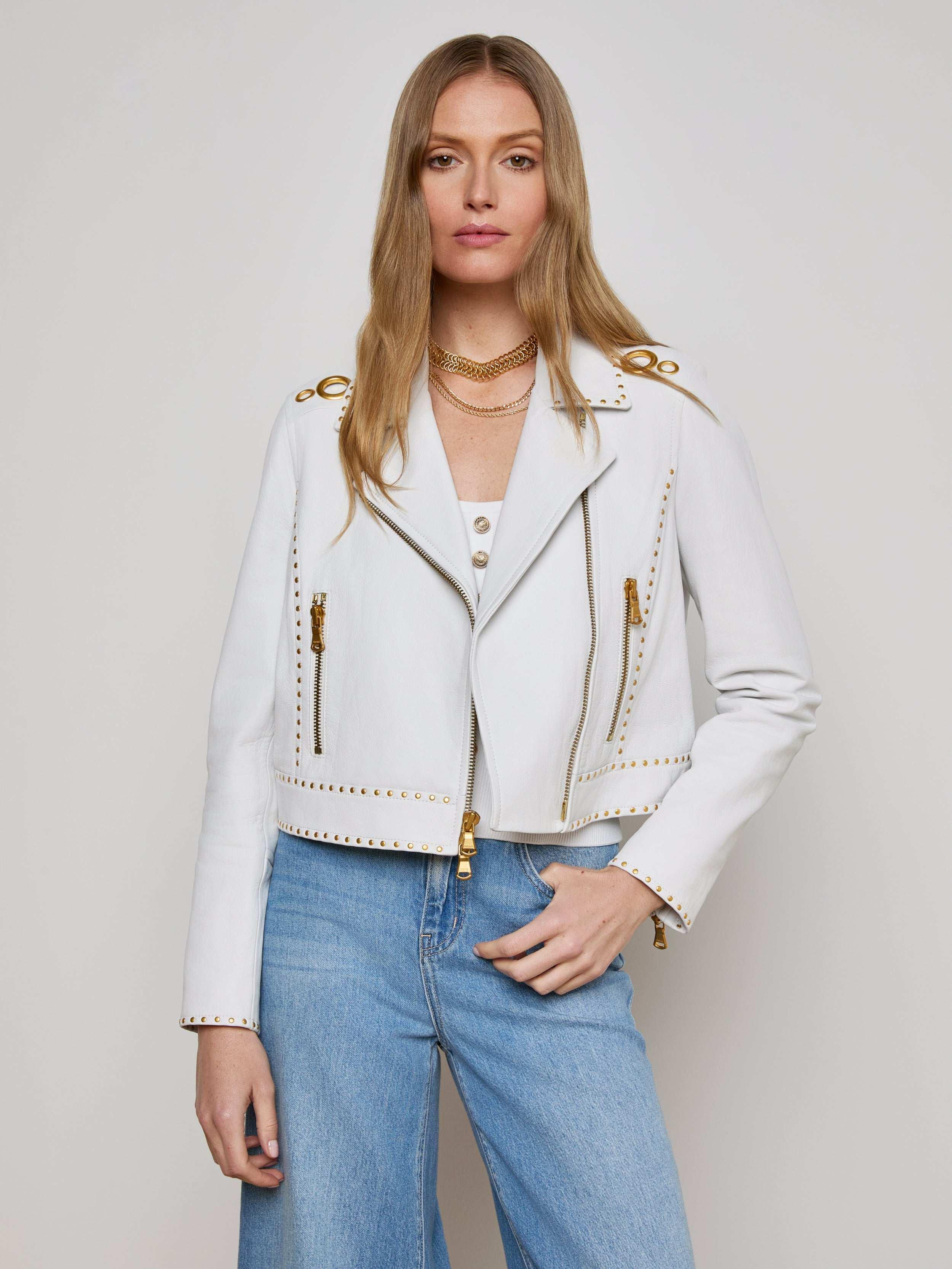 épine logo lining leather jacket ivory épine logo lining leather jacket ivory | épine