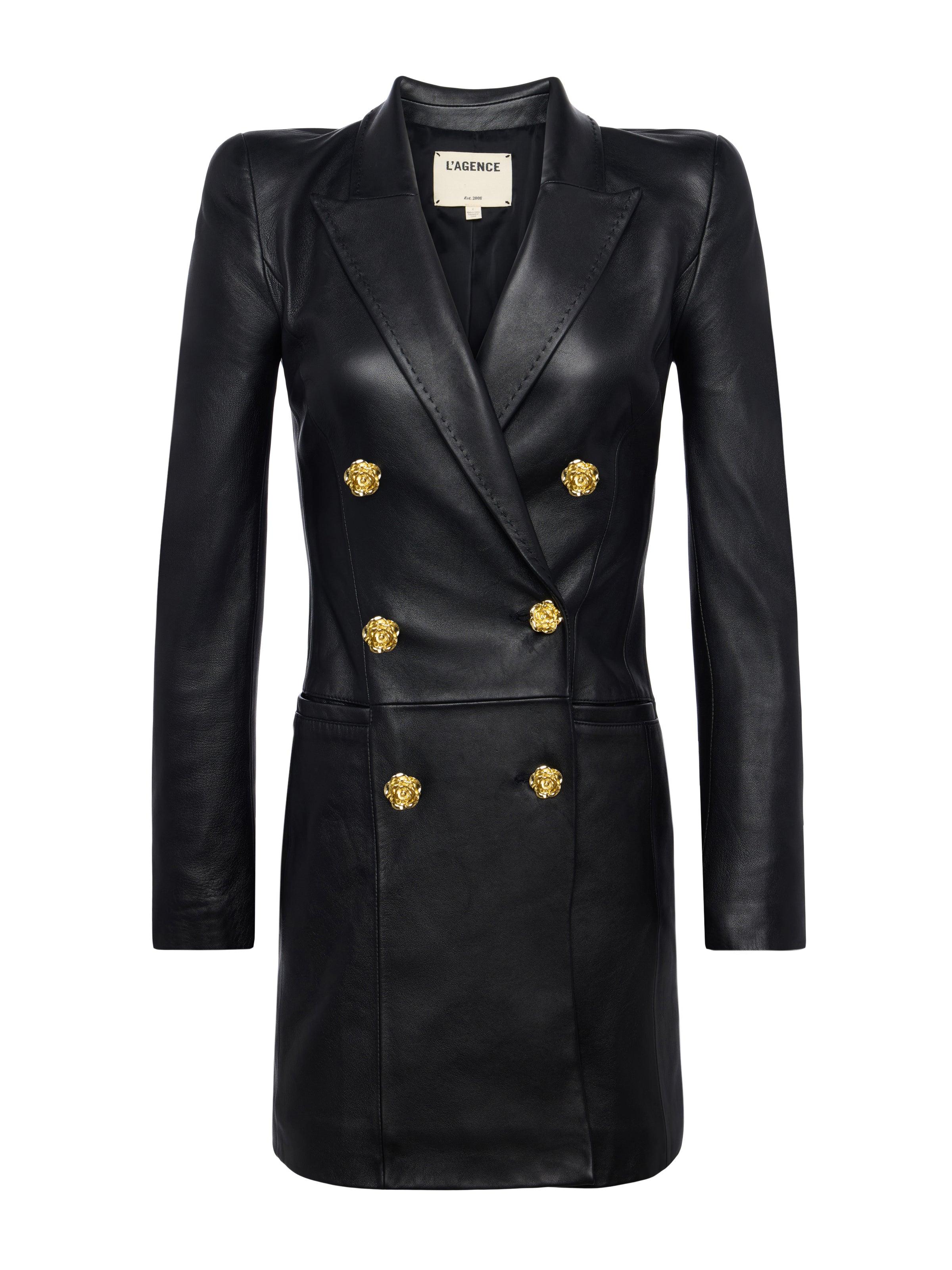 L'Agence Tora Leather Blazer Dress in Black | Lyst UK