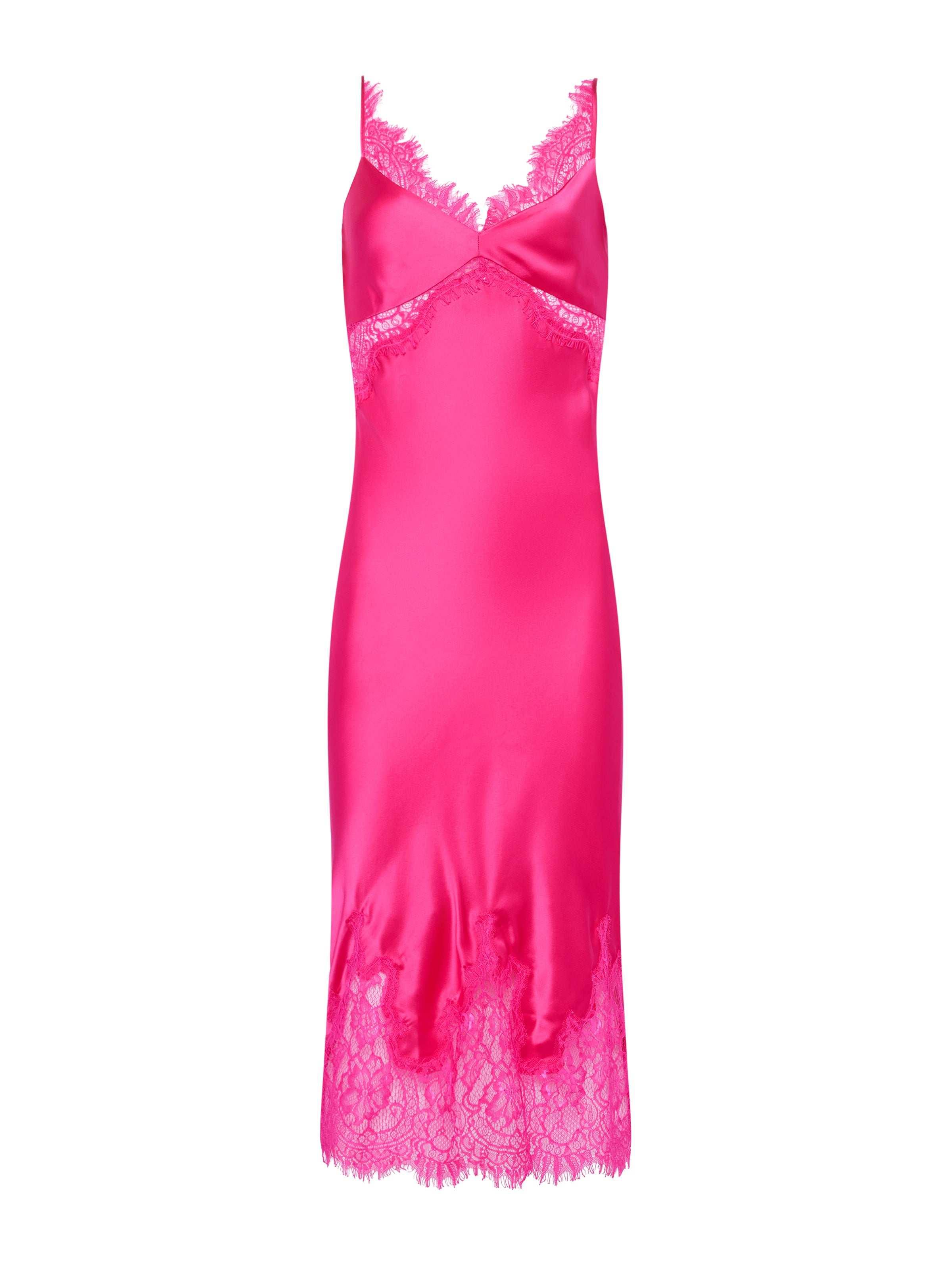 L'Agence Scotly Silk Lace Dress in Pink | Lyst