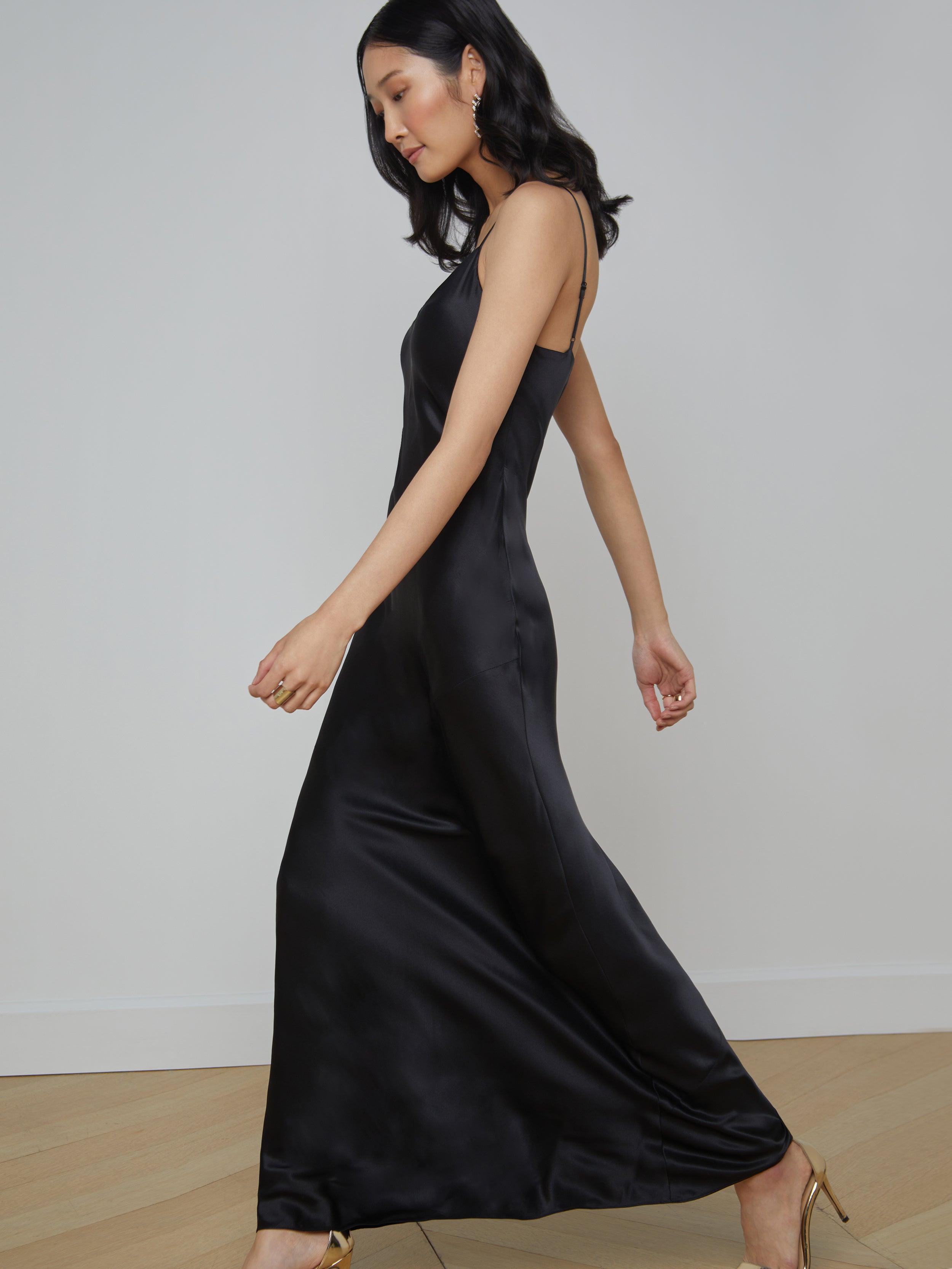 l'agence serita silk slip dress Serita Maxi V-Neck Bias Dress