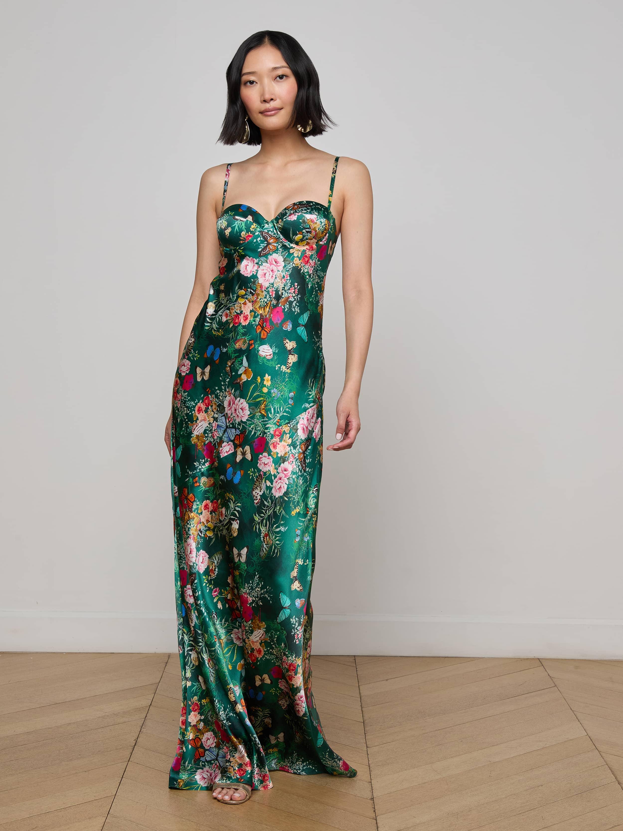 l'agence sayla silk maxi dress L'AGENCE Sayla Silk Maxi Dress