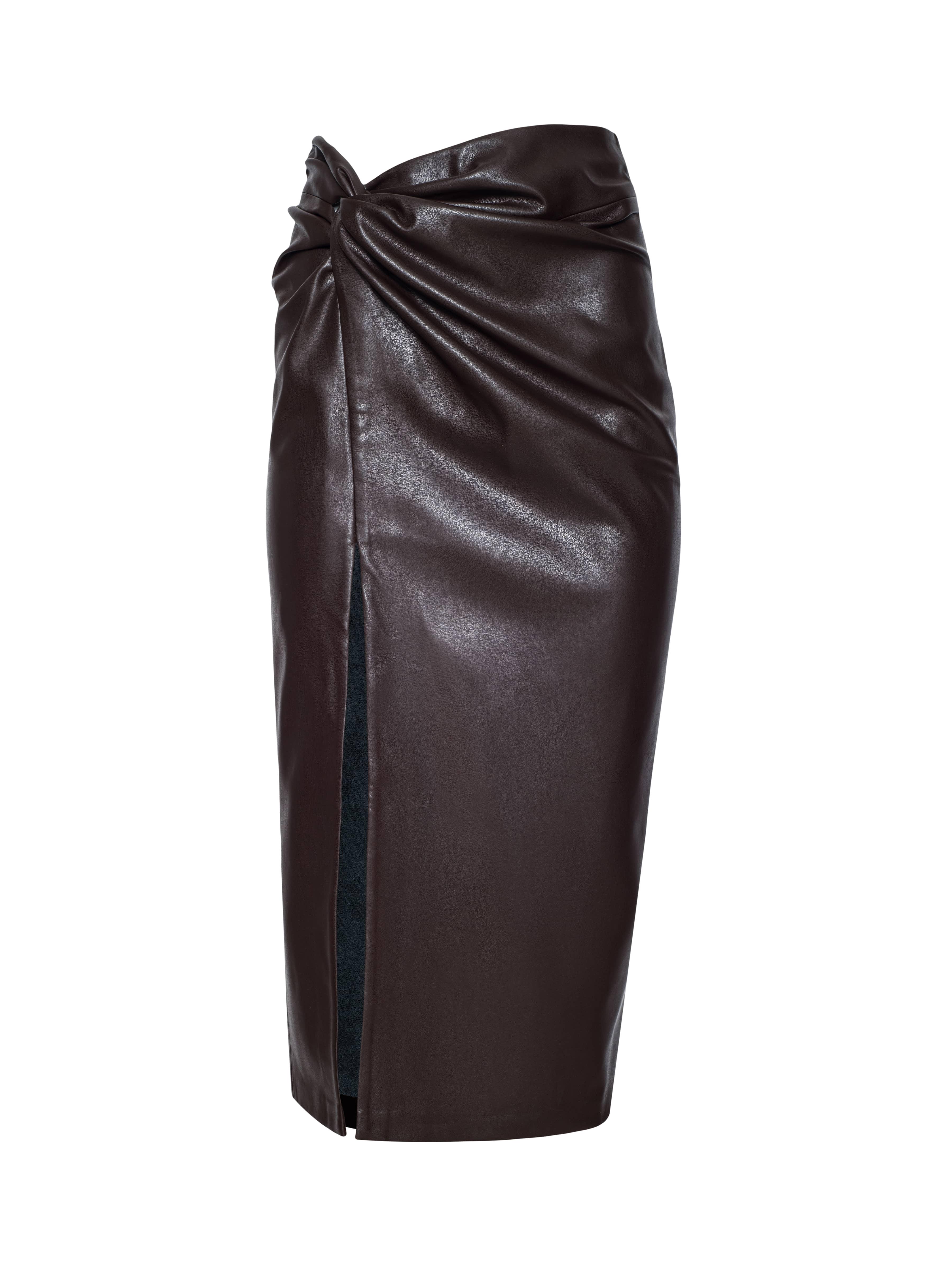L'Agence Lilou Vegan Leather Skirt in Brown Lyst UK