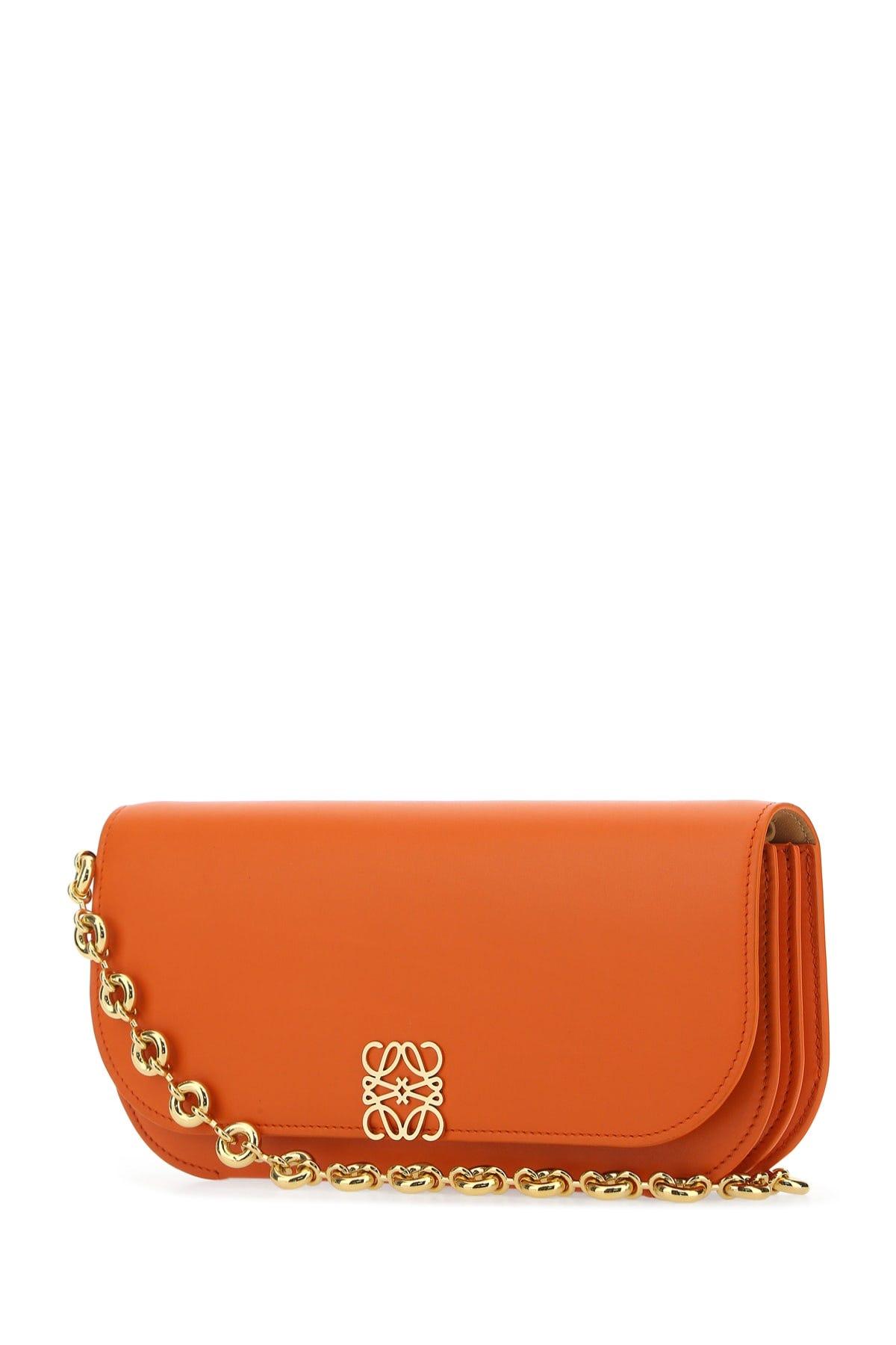 Loewe Luxury Goya Long Chain Clutch In Mohair And Calfskin For in Red