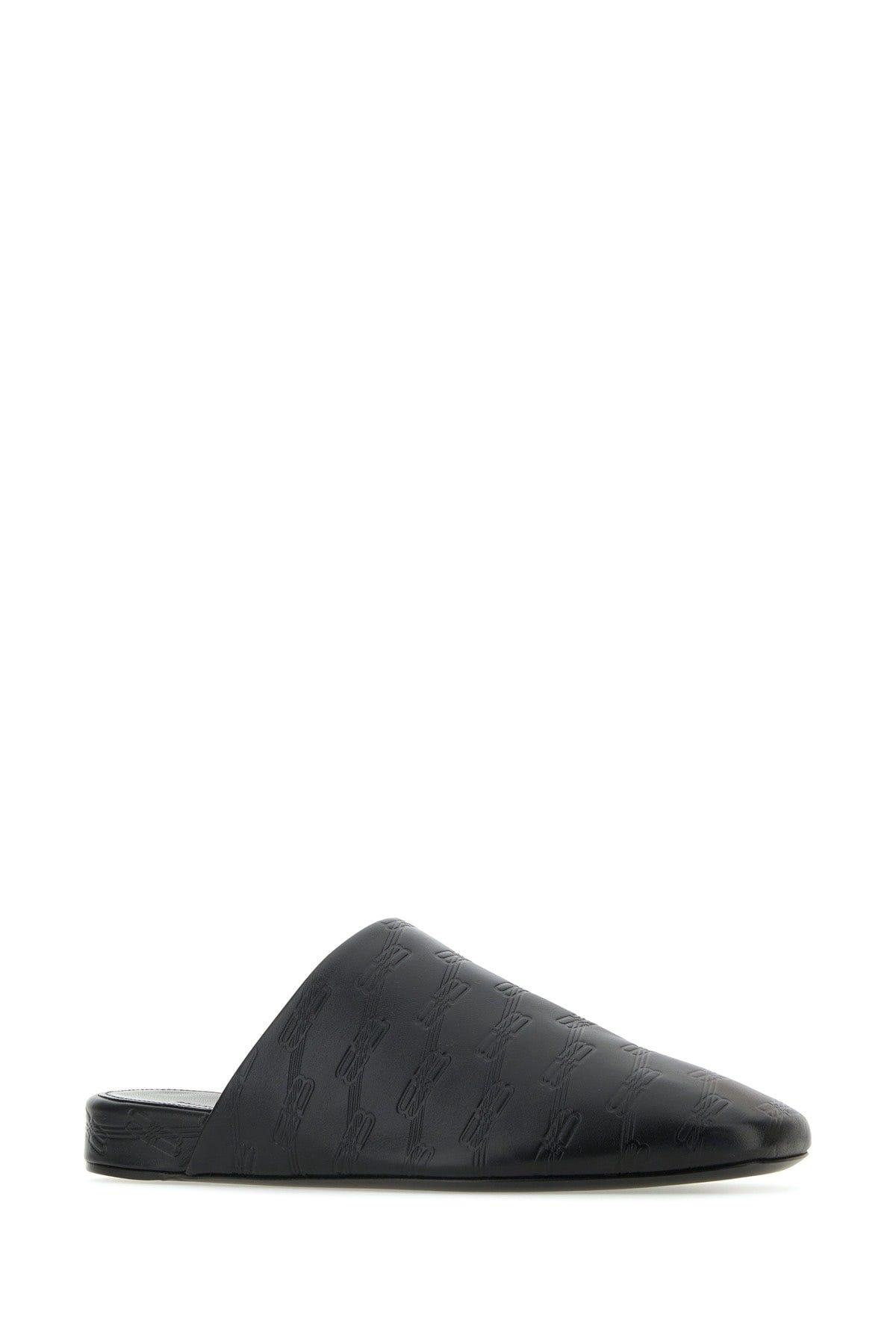 Balenciaga Black Leather Slippers for Men | Lyst