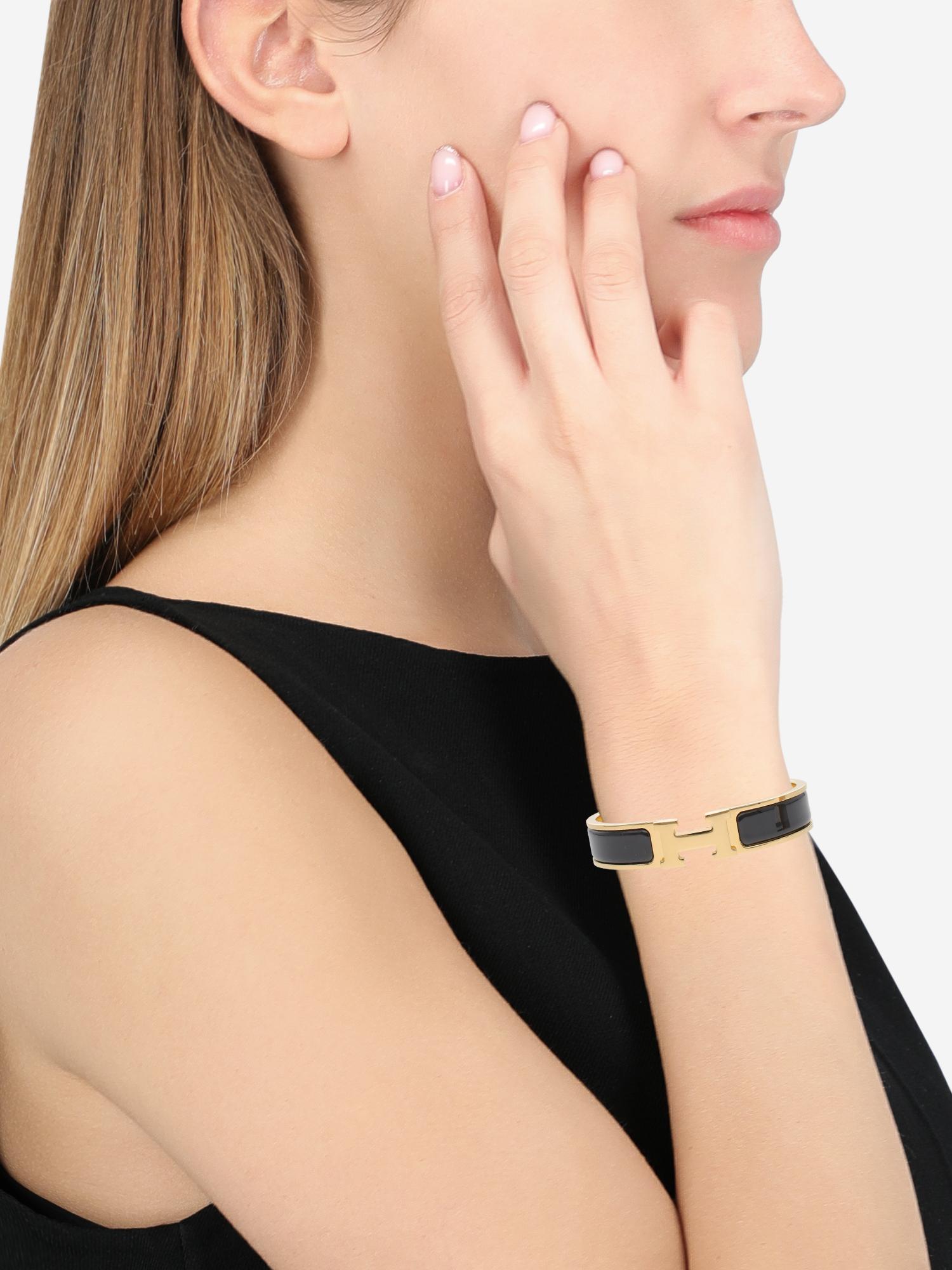 Hermes Clic H Bracelet PM Rose Gold-tone Black