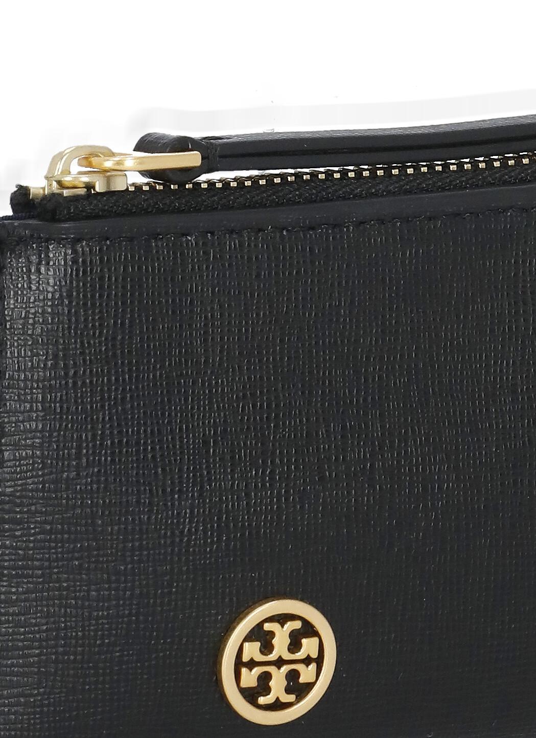 TORY BURCH: wallet in saffiano leather with metallic emblem - Blue