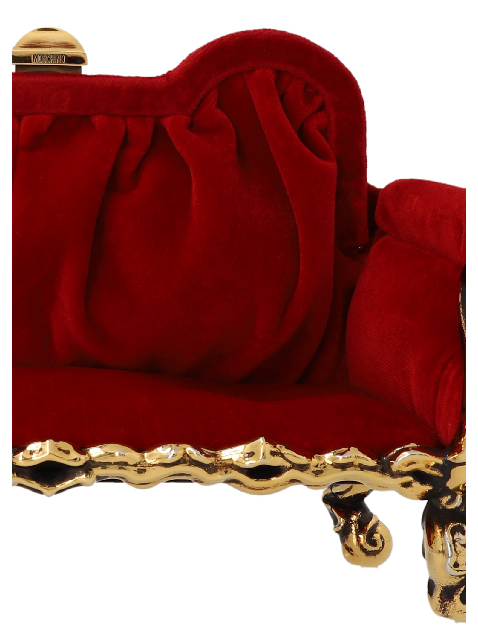 Moschino Sofa Sculpted Velvet Clutch - Red