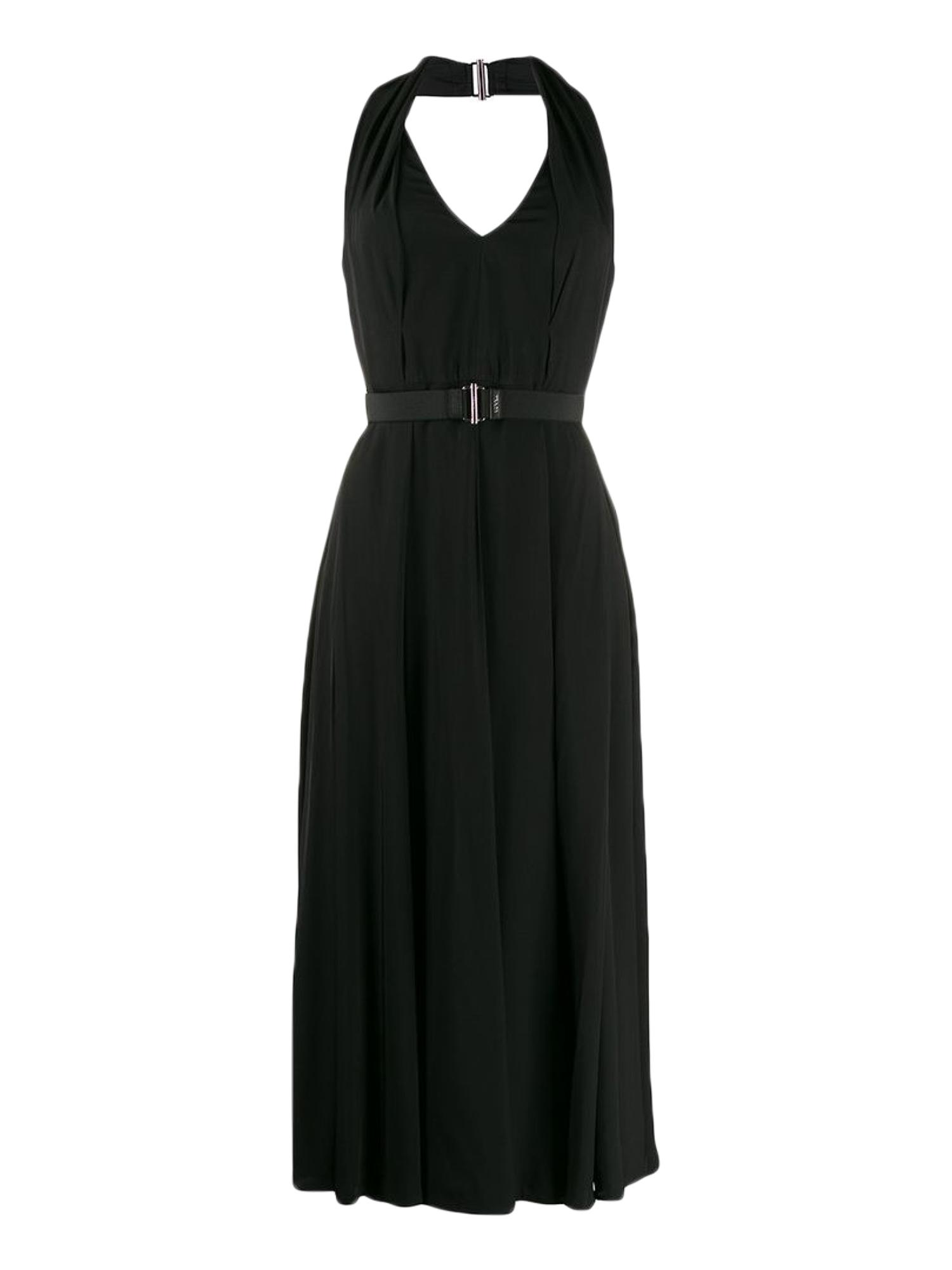 Prada Belted Halterneck Dress in Black | Lyst