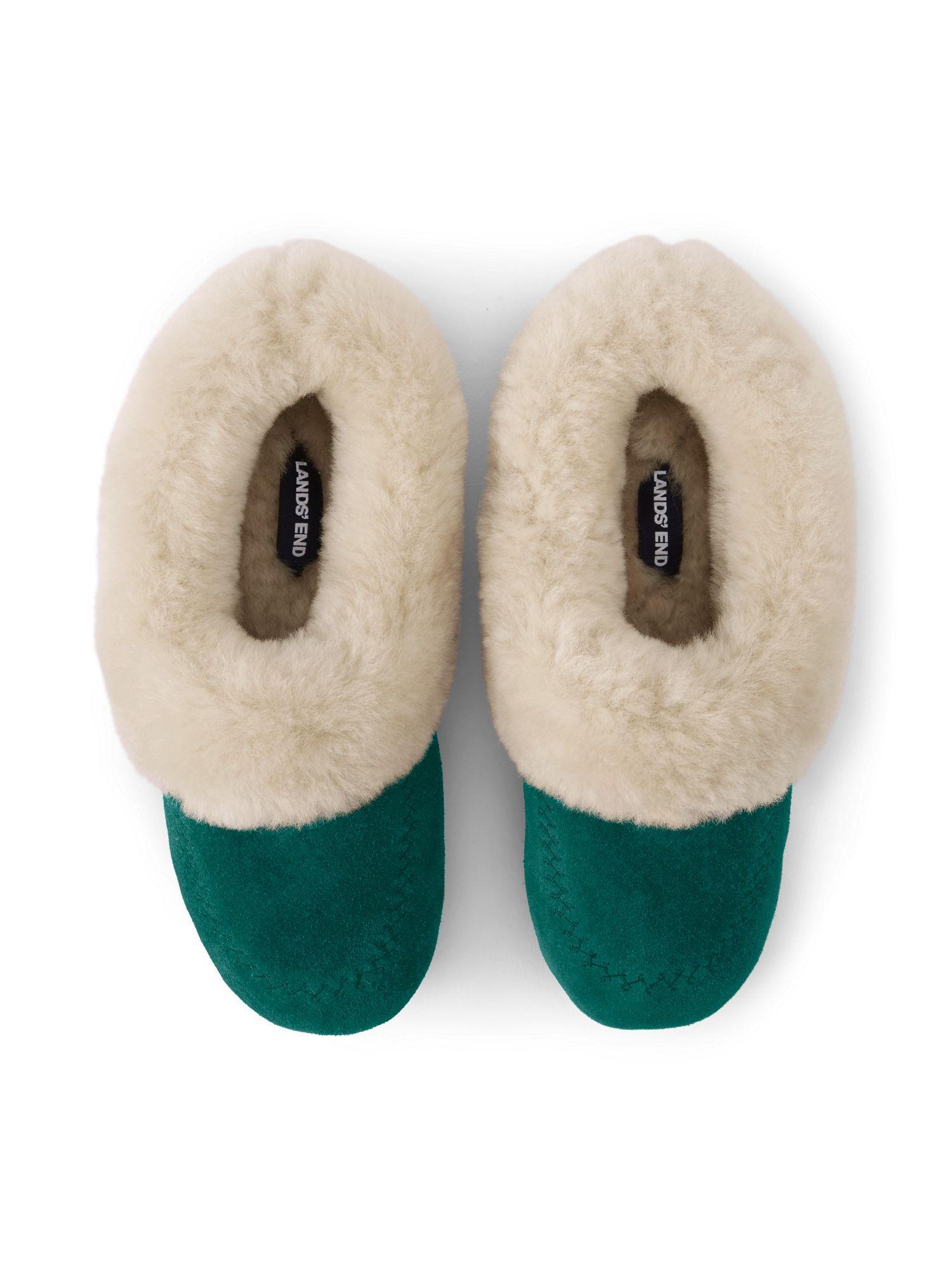 lands end slippers on Lands End Suede Slippers With Shearling Co In Green Lyst