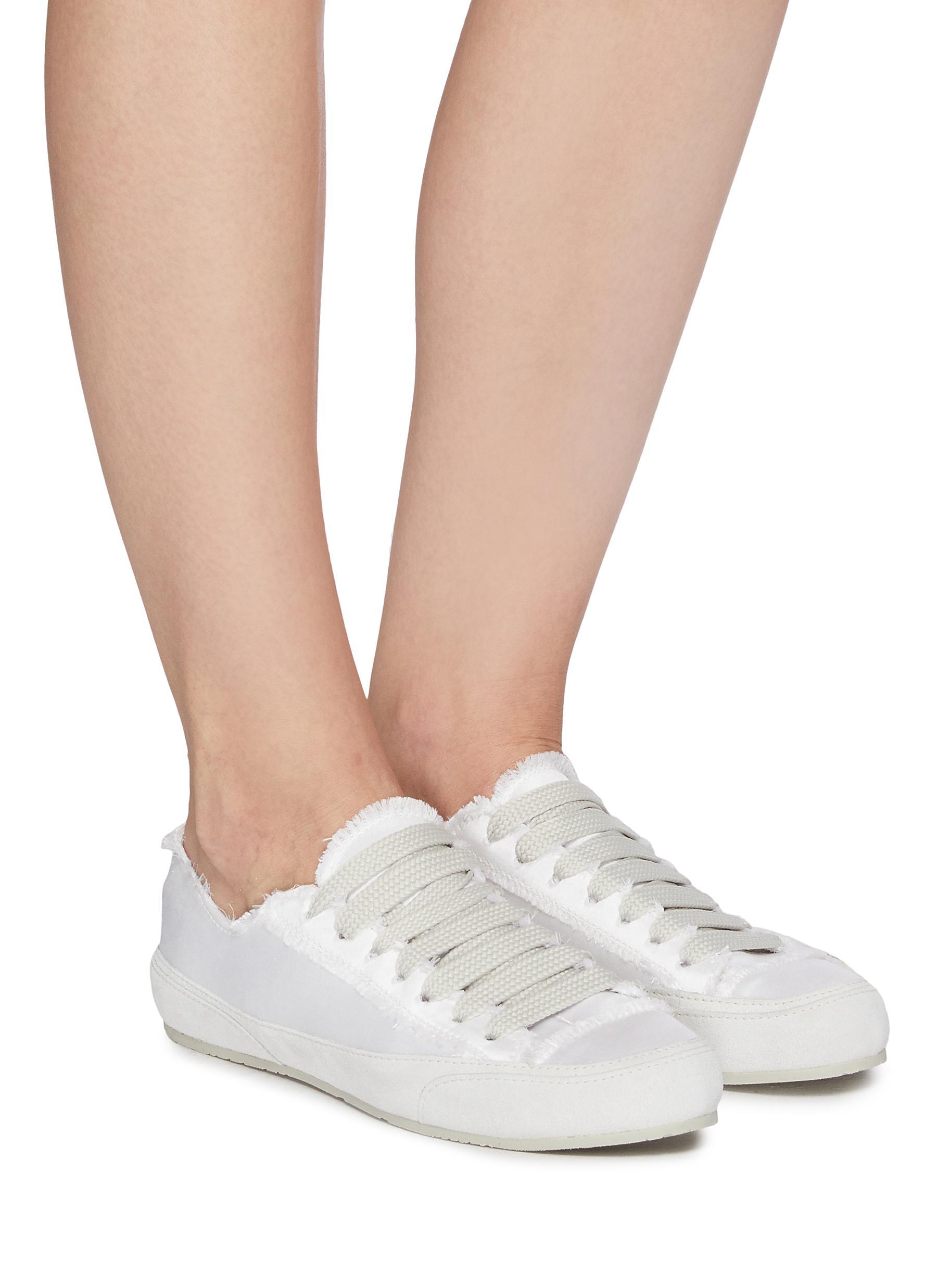 Pedro Garcia 'parson' Raw Edge Satin Low-top Sneakers in White | Lyst