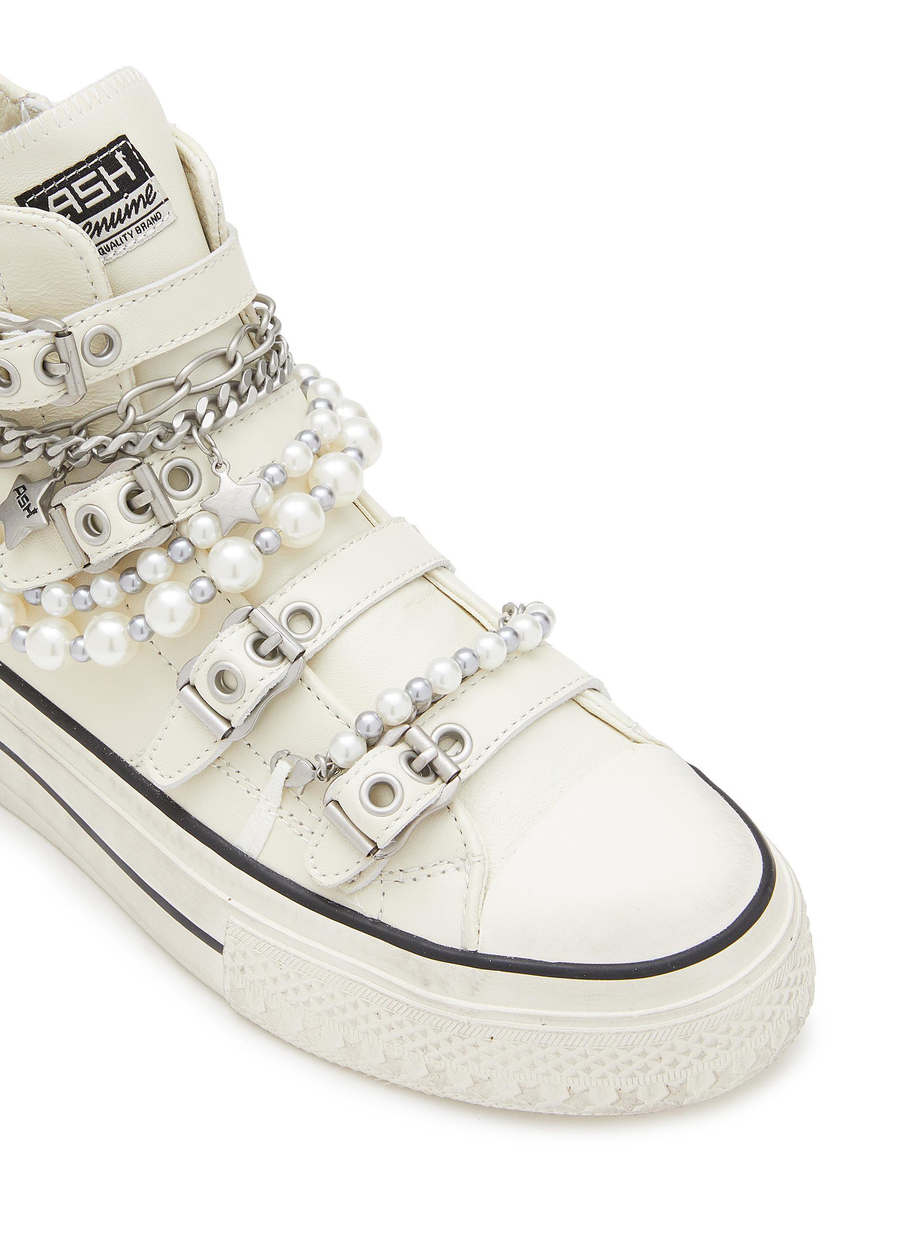 Ash Rainbow Chain Embellished Leather High-top Sneakers in White | Lyst