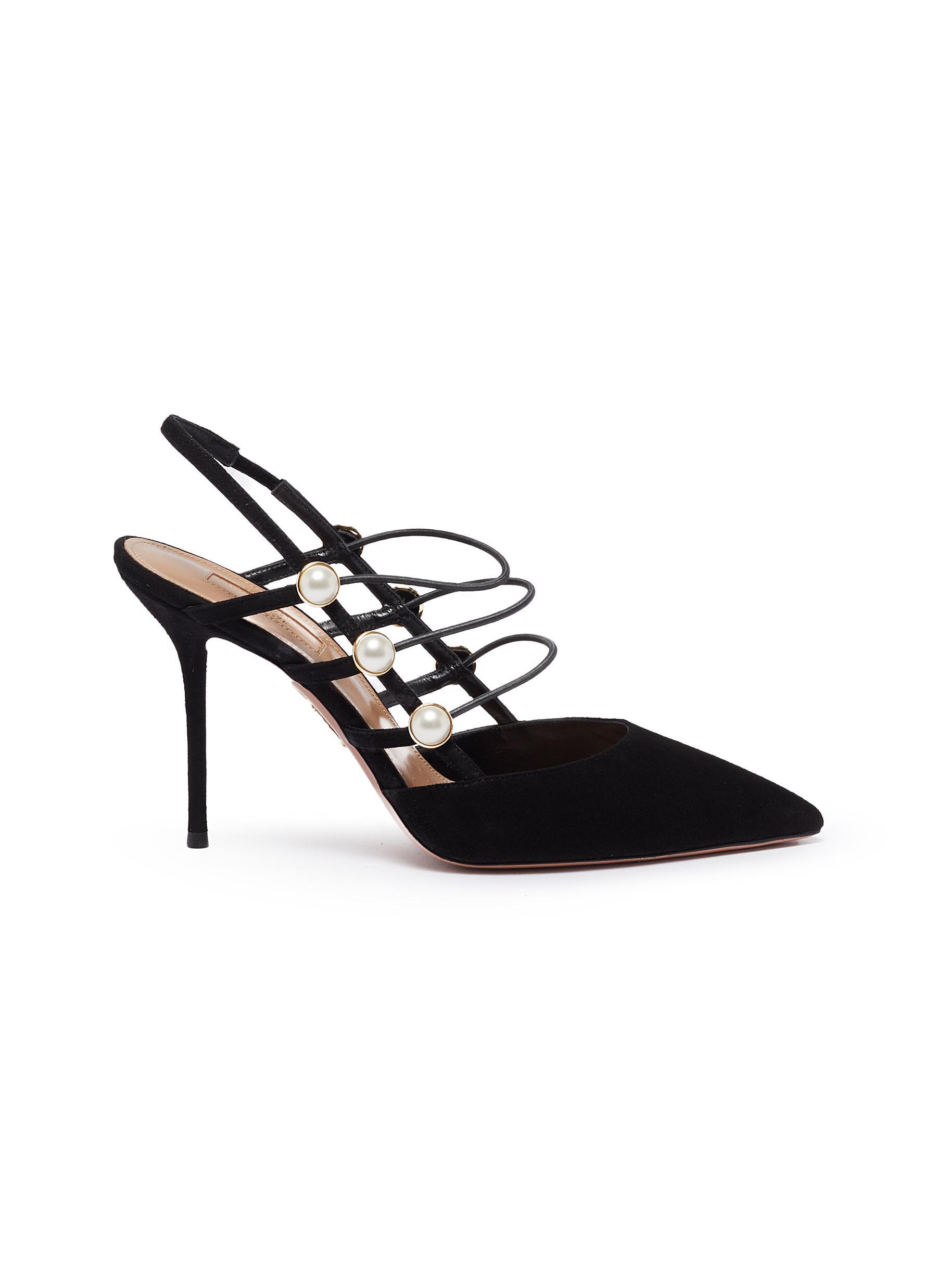pearl embellished pumps