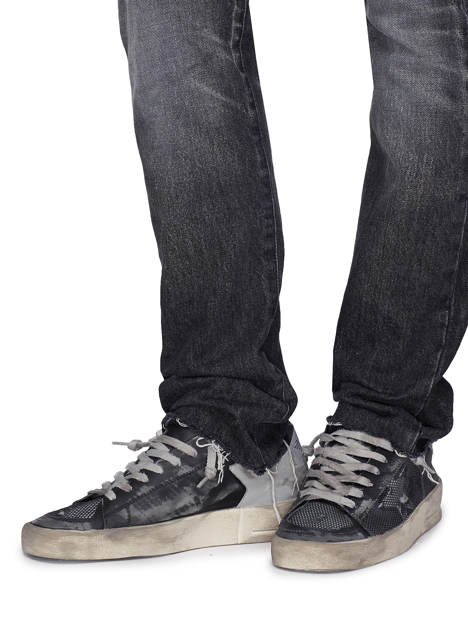 Golden Goose 'stardan' Distressed Mesh Panel Leather Sneakers in Black for  Men | Lyst