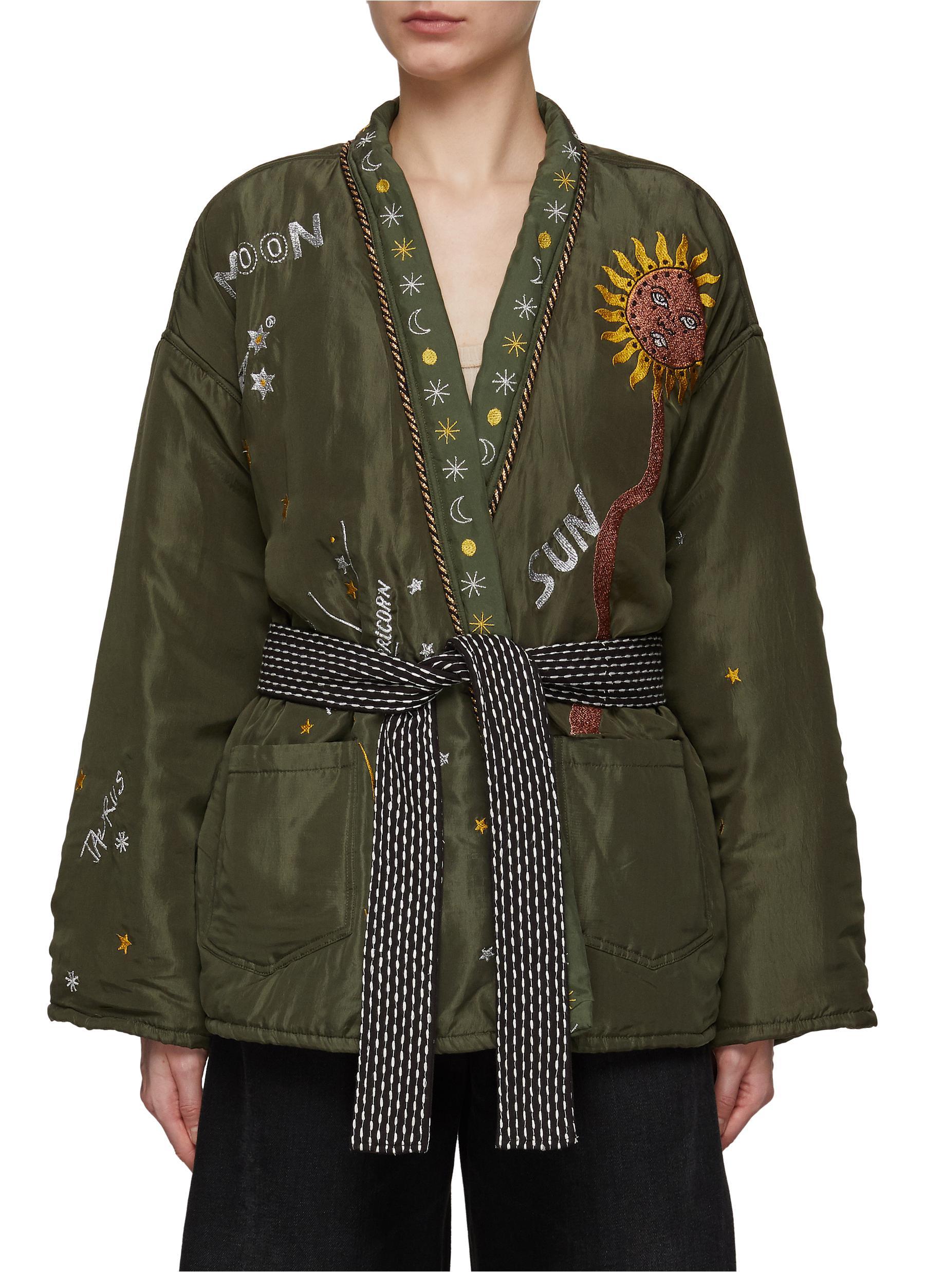 MONOKI 'karma Green' Belted Kimono | Lyst