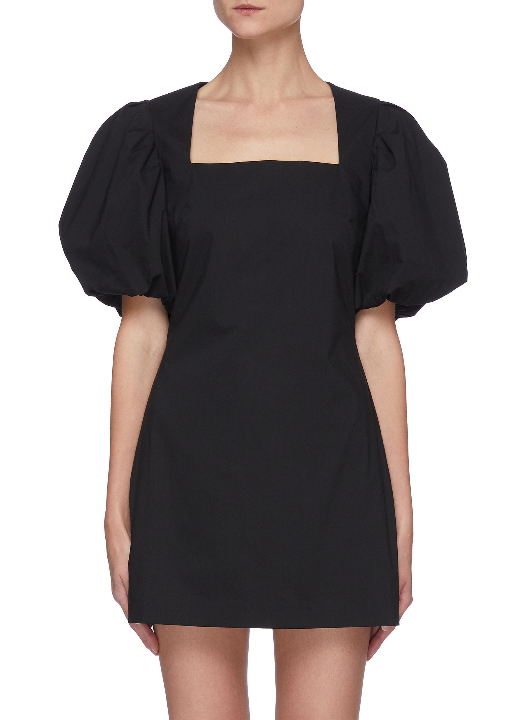 Womens Clothing Dresses Mini and short dresses FRAME Nina Gathered Cotton-poplin Mini Dress in Black 