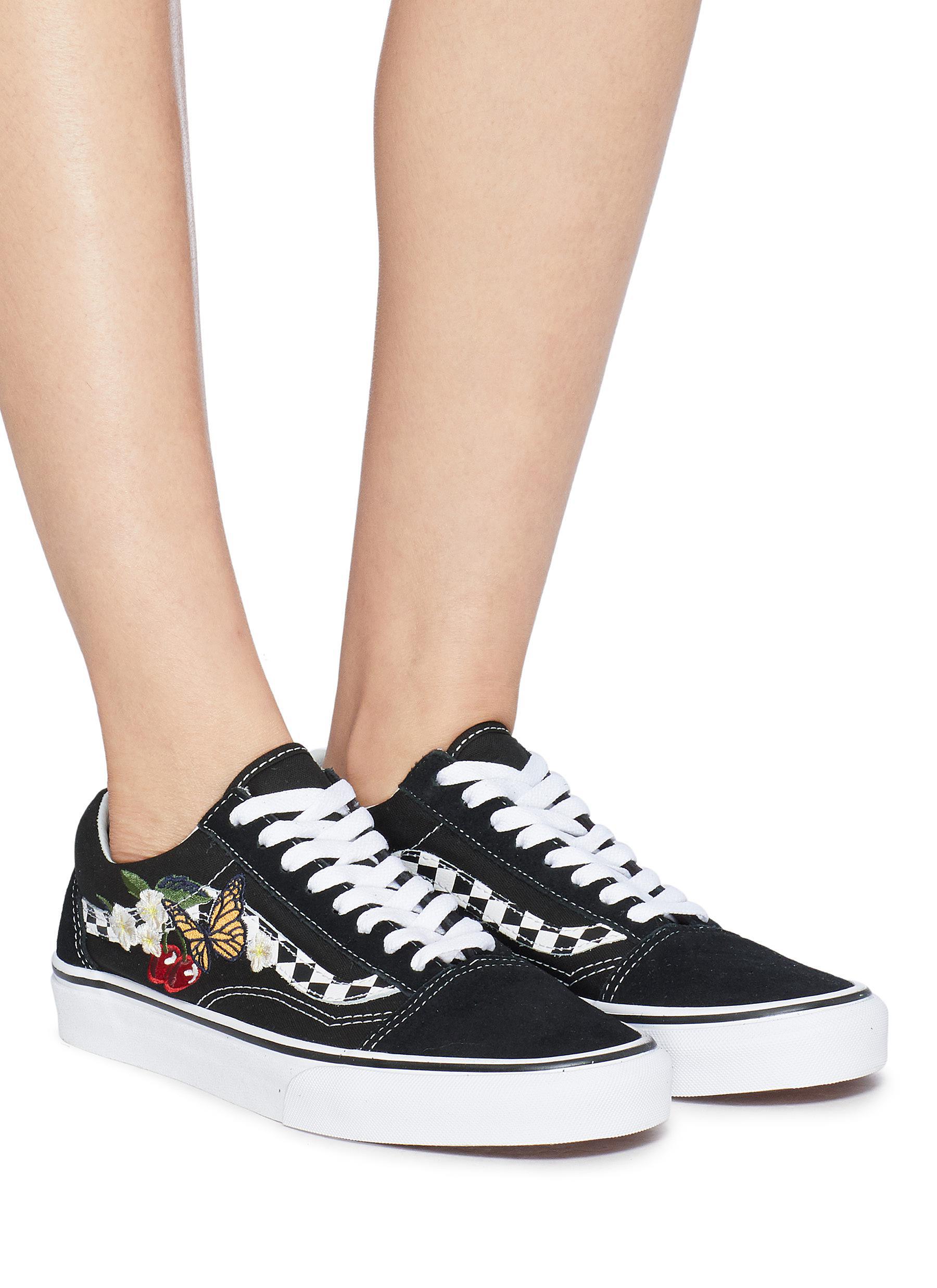 Vans Canvas 'checker Floral Old Skool' Graphic Embroidered Sneakers in  Black | Lyst