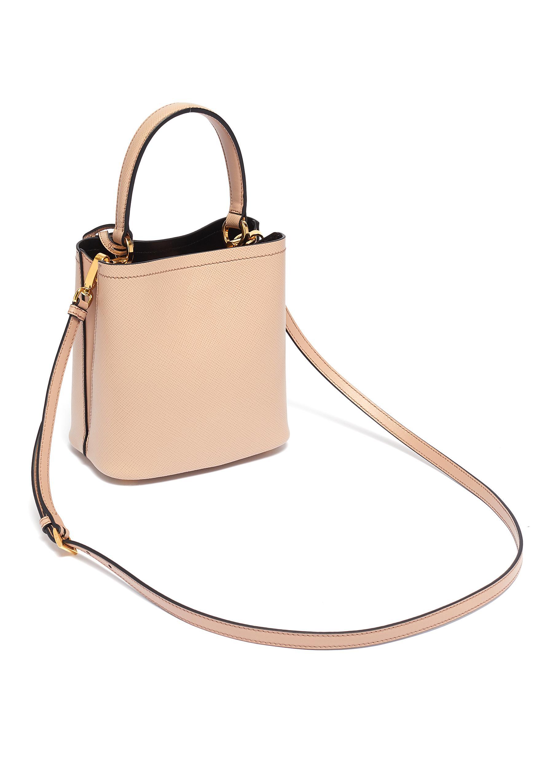 Prada Panier Bucket Bag Pin Embellished Saffiano Leather Neutral 10322592