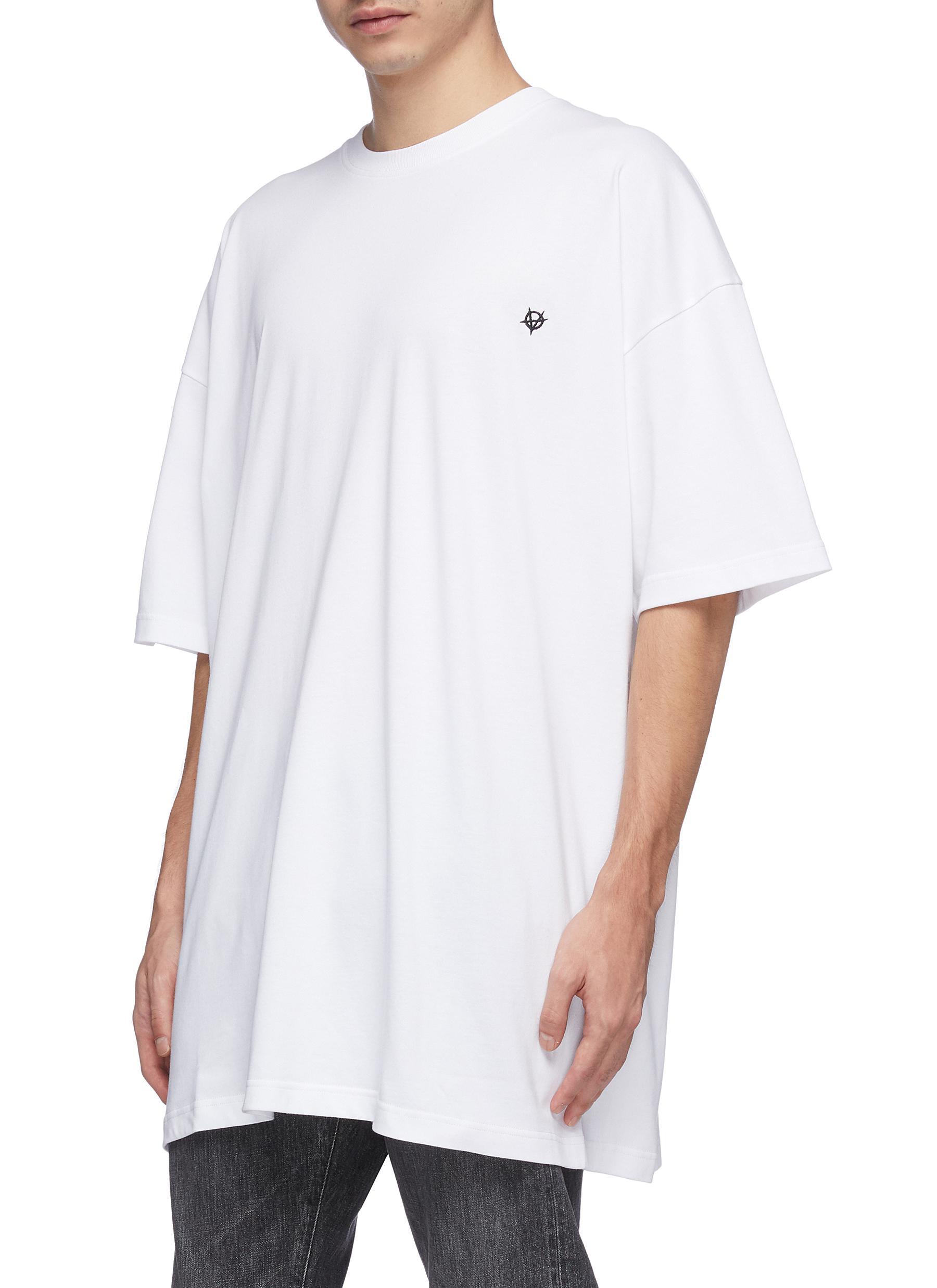 Vetements Cotton 'anarchy' Logo Embroidered Oversized T-shirt in White
