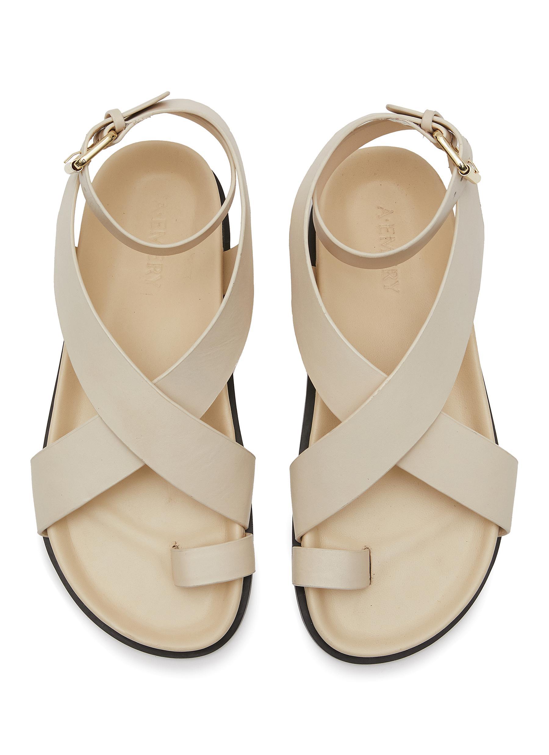A.Emery 'jalen' Thick Strap Toe Ring Criss Cross Leather Sandals in Natural  | Lyst