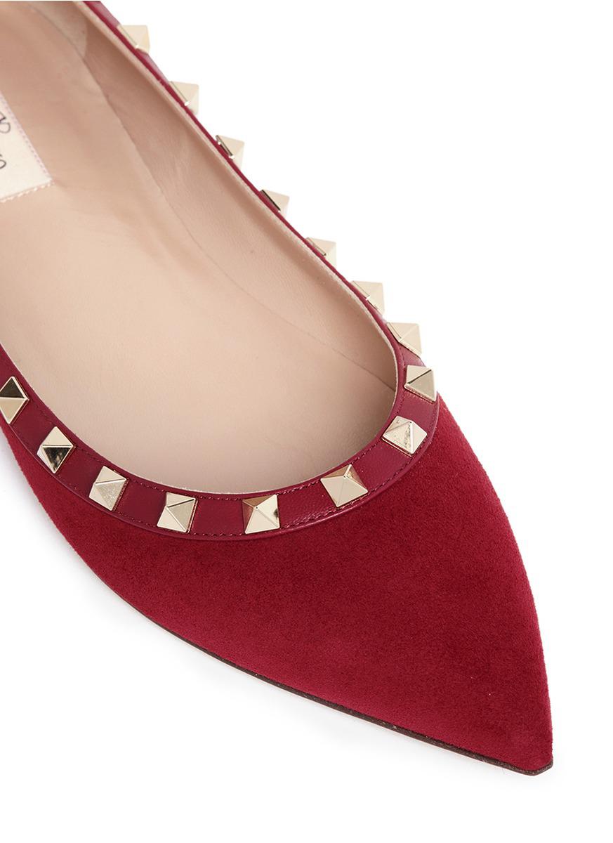 valentino rockstud flats red