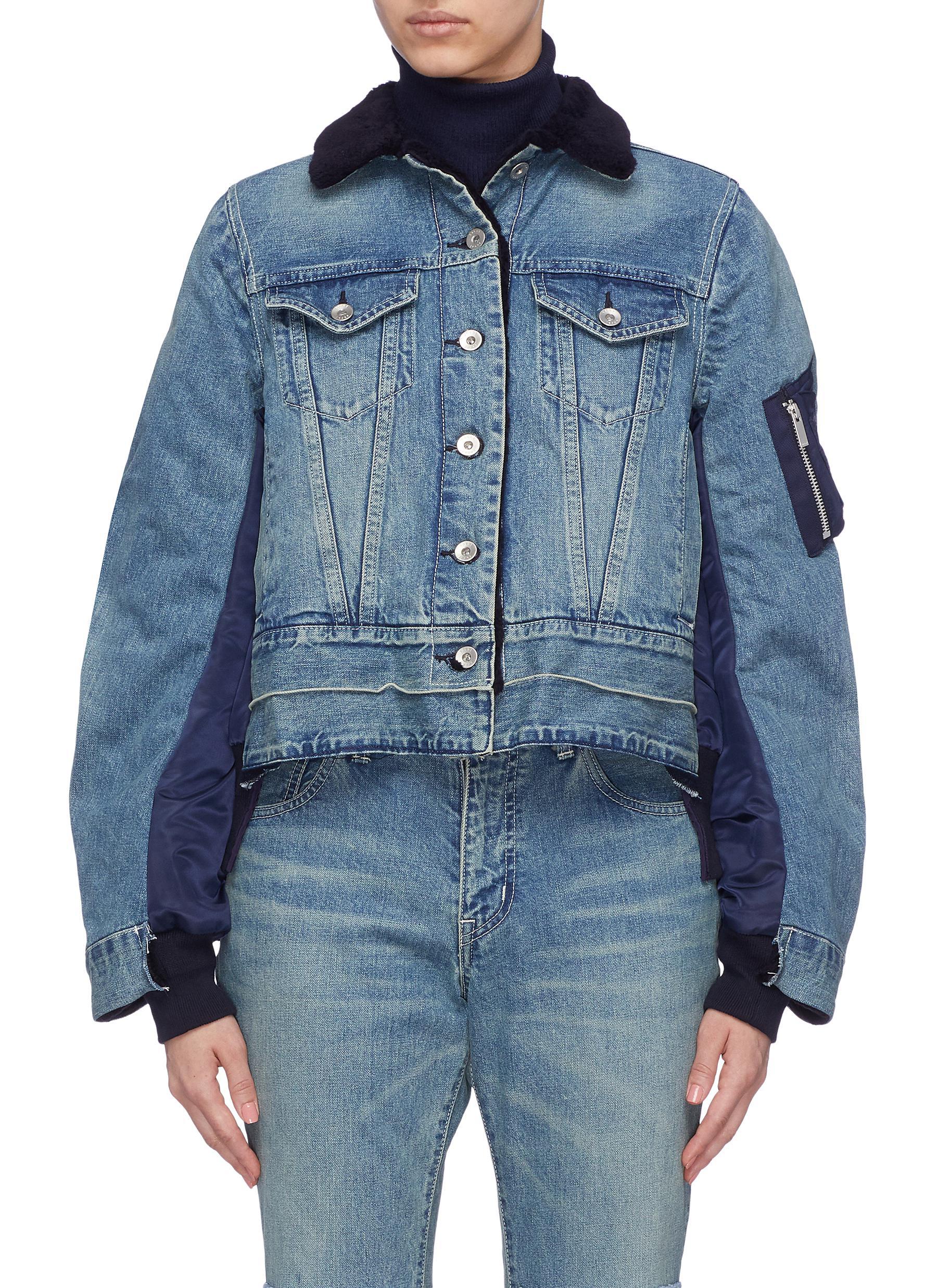 sacai denim bomber jacket