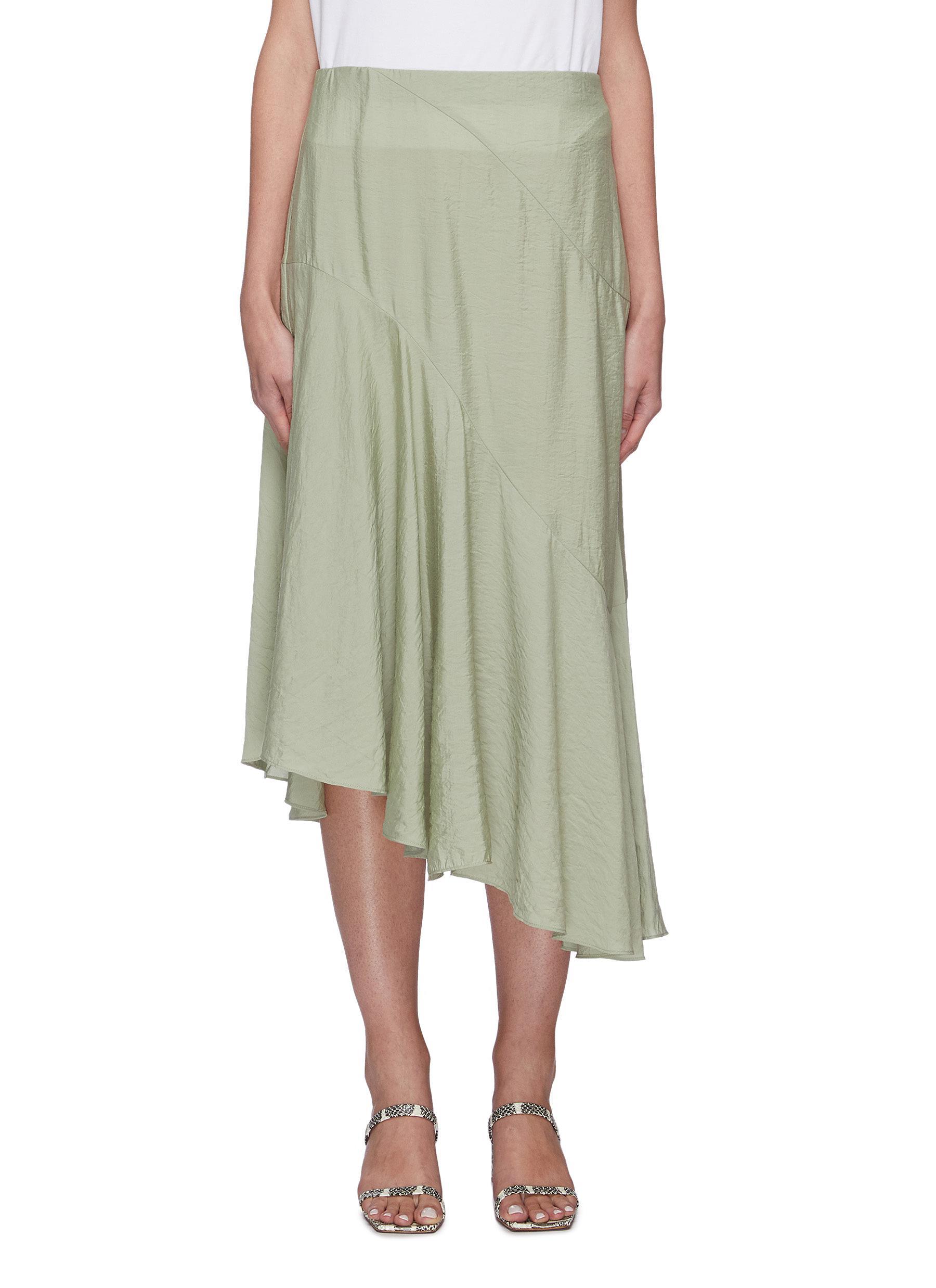 Vince Synthetic Tiered Drape Midi Skirt in Green - Lyst
