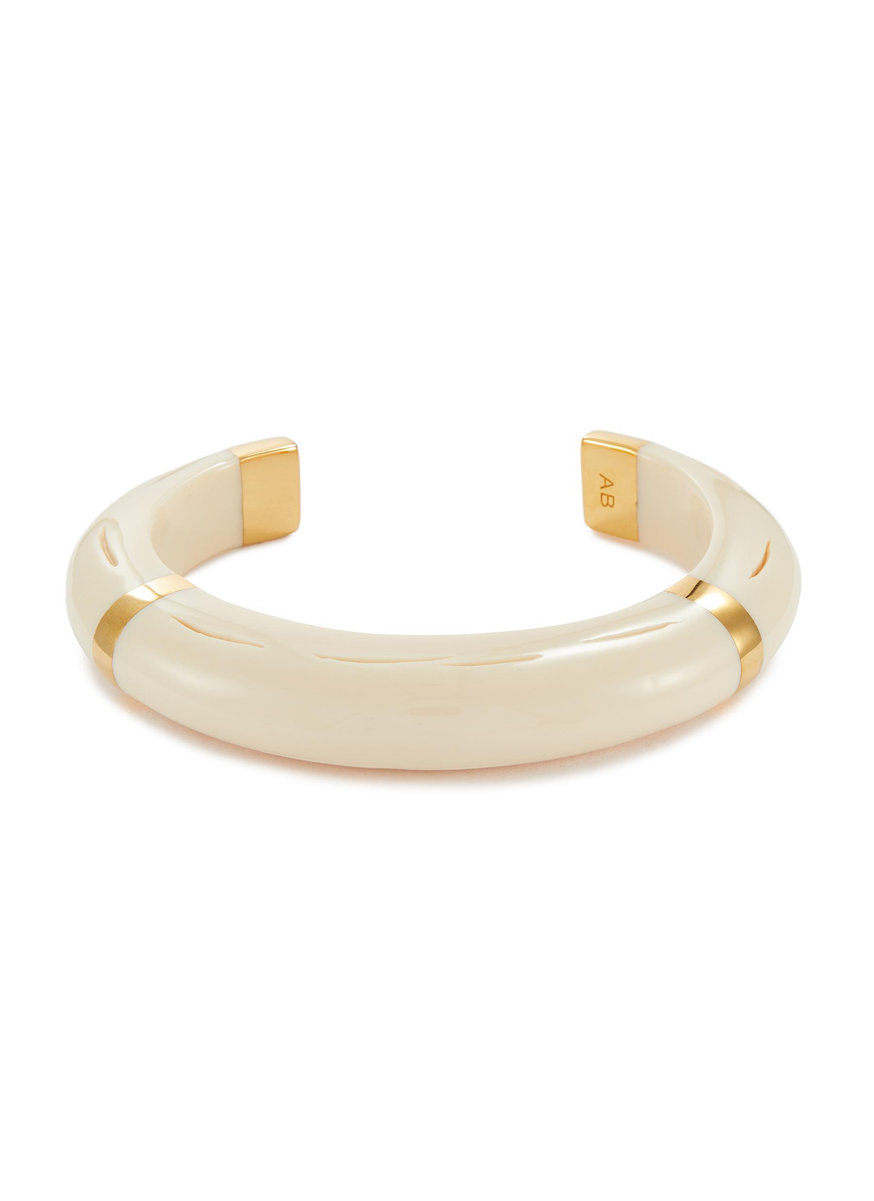Aurelie Bidermann Caftan Moon' Gold Plated Bakelite Bracelet in White | Lyst