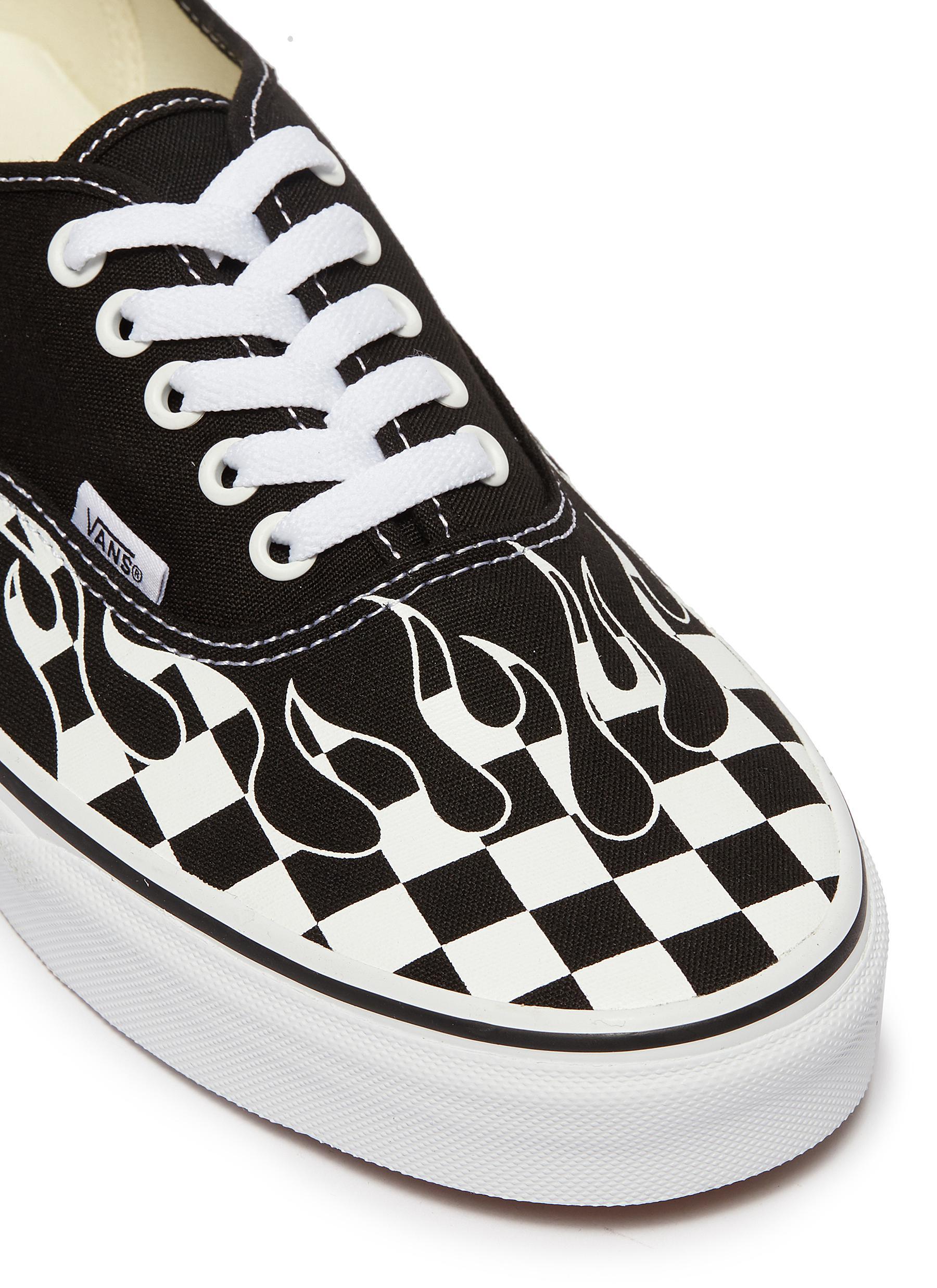 Vans 'authentic' Checkerboard Flame Canvas Sneakers in Black for Men | Lyst