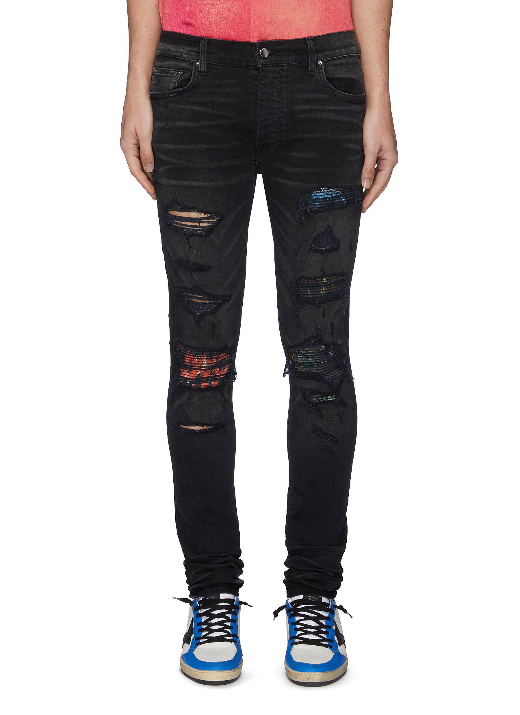 black graphic jeans