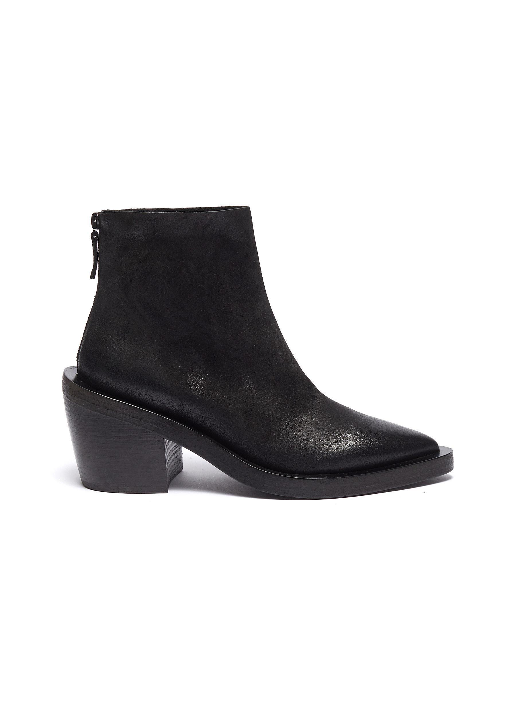 Marsèll 'coneros' Distressed Leather Ankle Boots in Black - Lyst