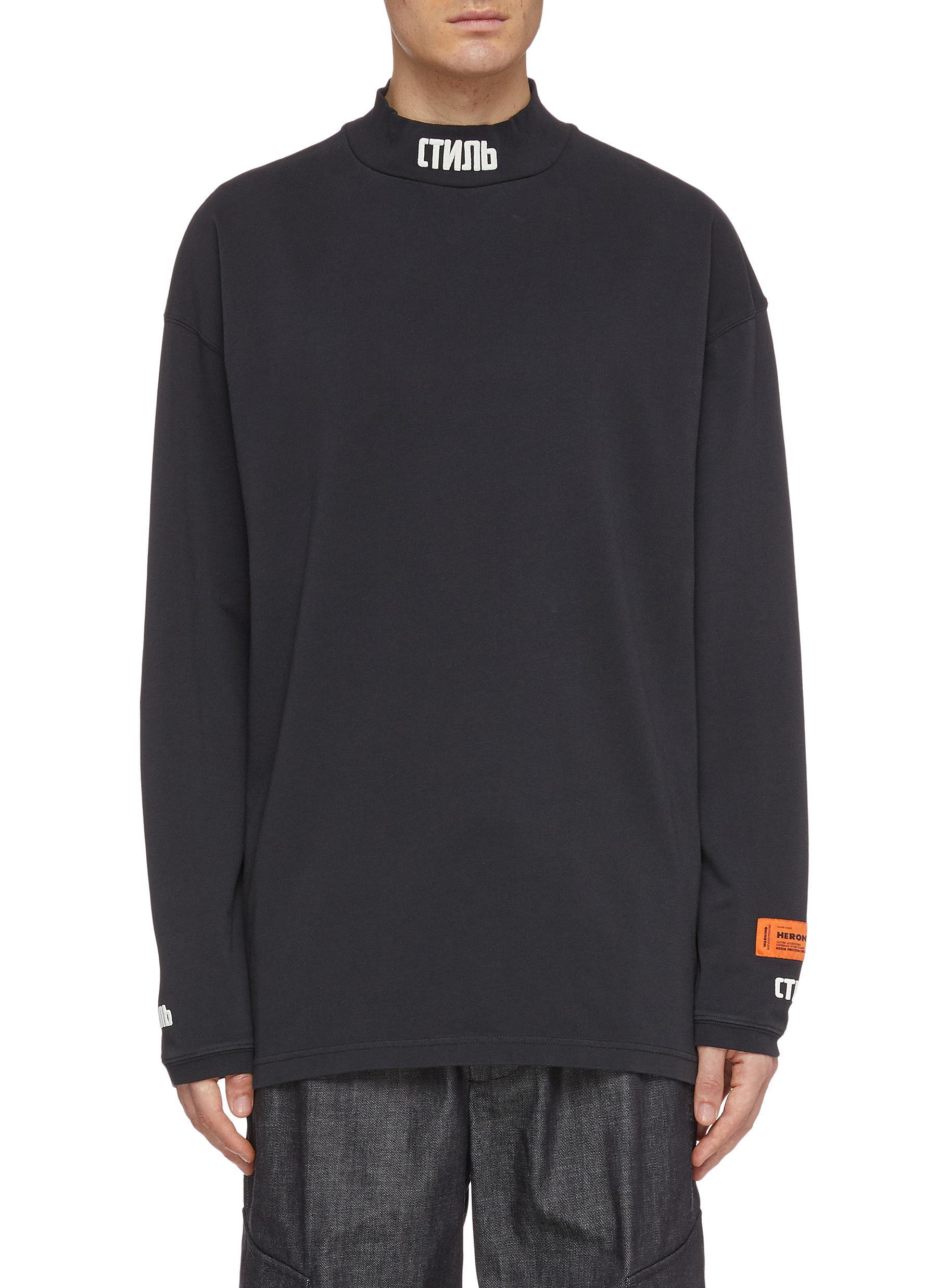 Download Heron Preston Cotton Cyrillic Letter Embroidered Mock Neck ...