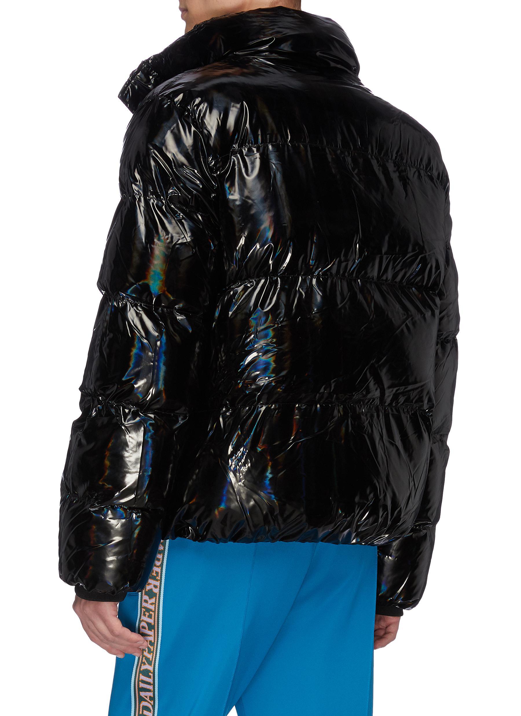 Daily Paper Holographic Effect Puffer Jacket in Black for Men | Lyst