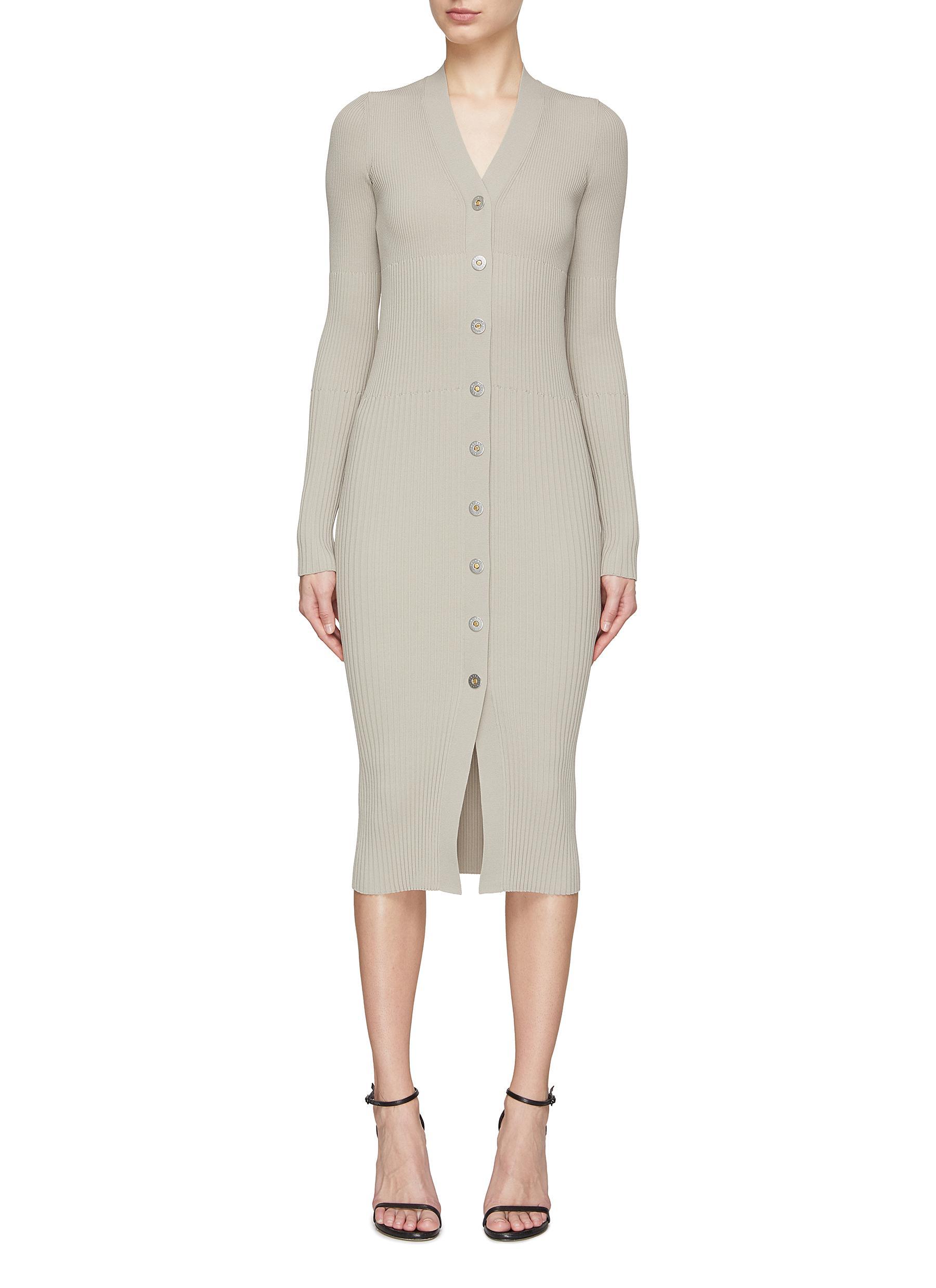 Dion Lee Ribbed Knit Cardigan Dress in Natural | Lyst