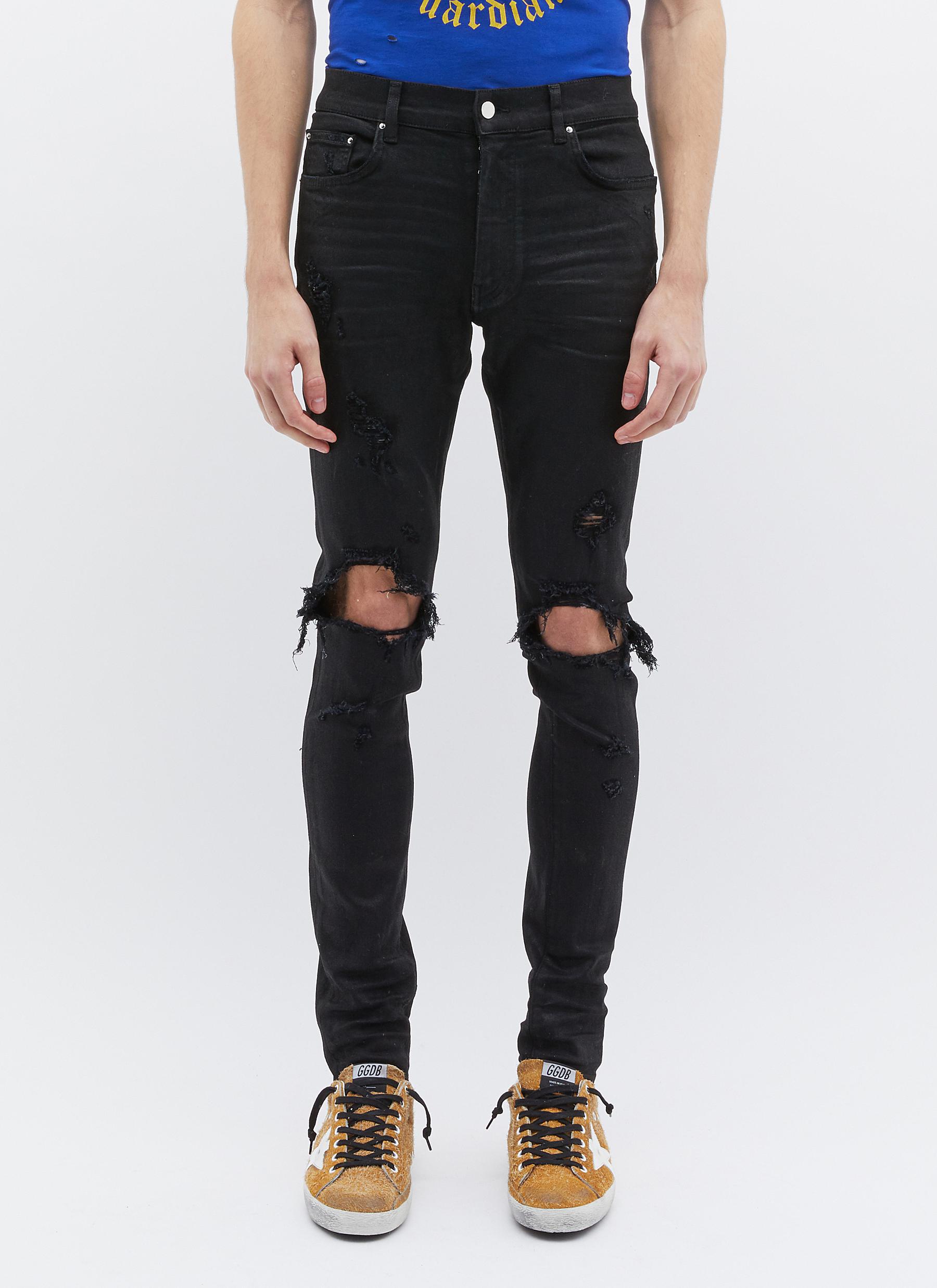 Amiri Denim 'thrasher' Ripped Slim Fit Jeans in Black for Men - Lyst