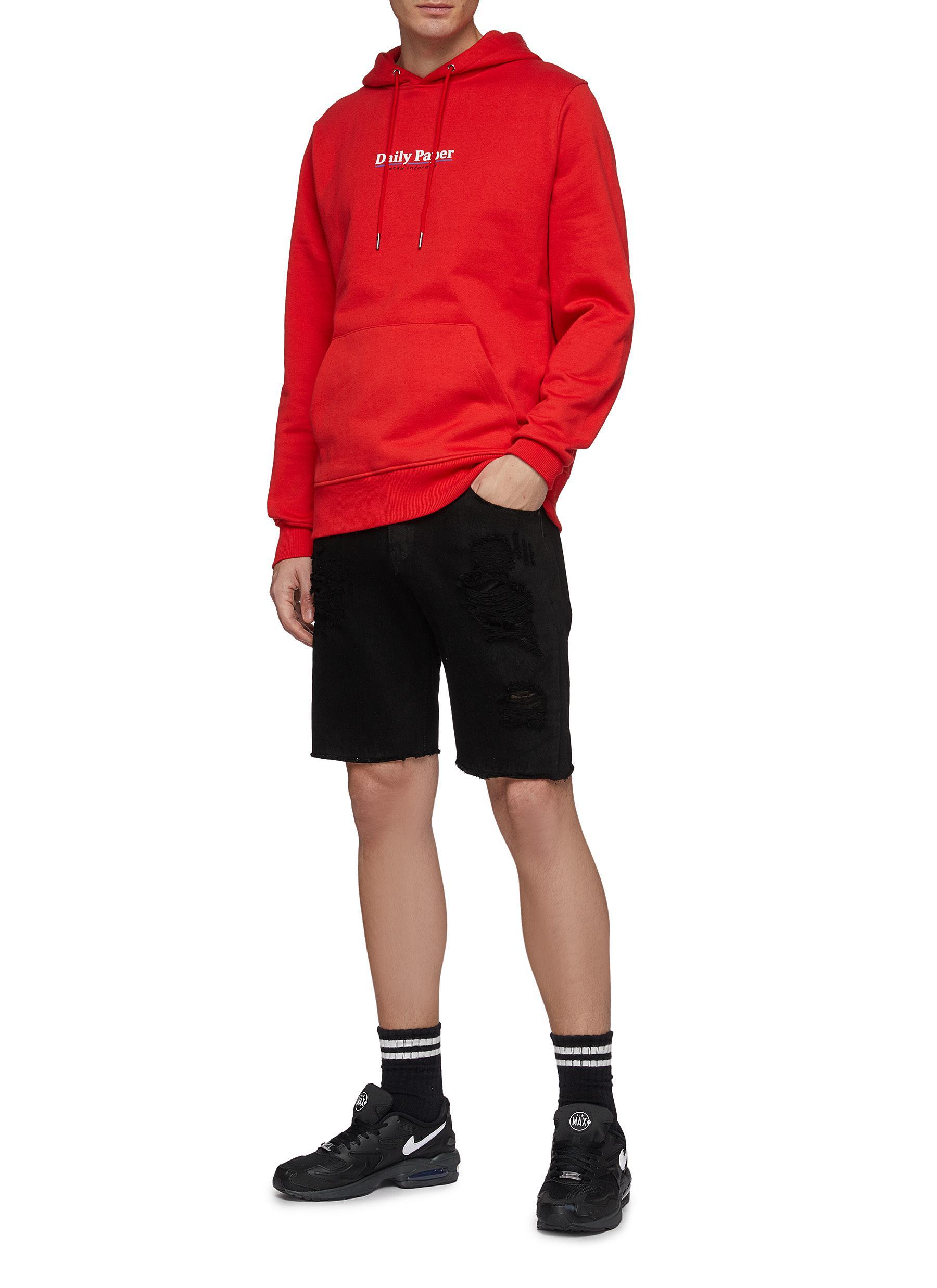 Daily Paper Cotton 'essential' Logo Print Hoodie in Red for Men - Lyst