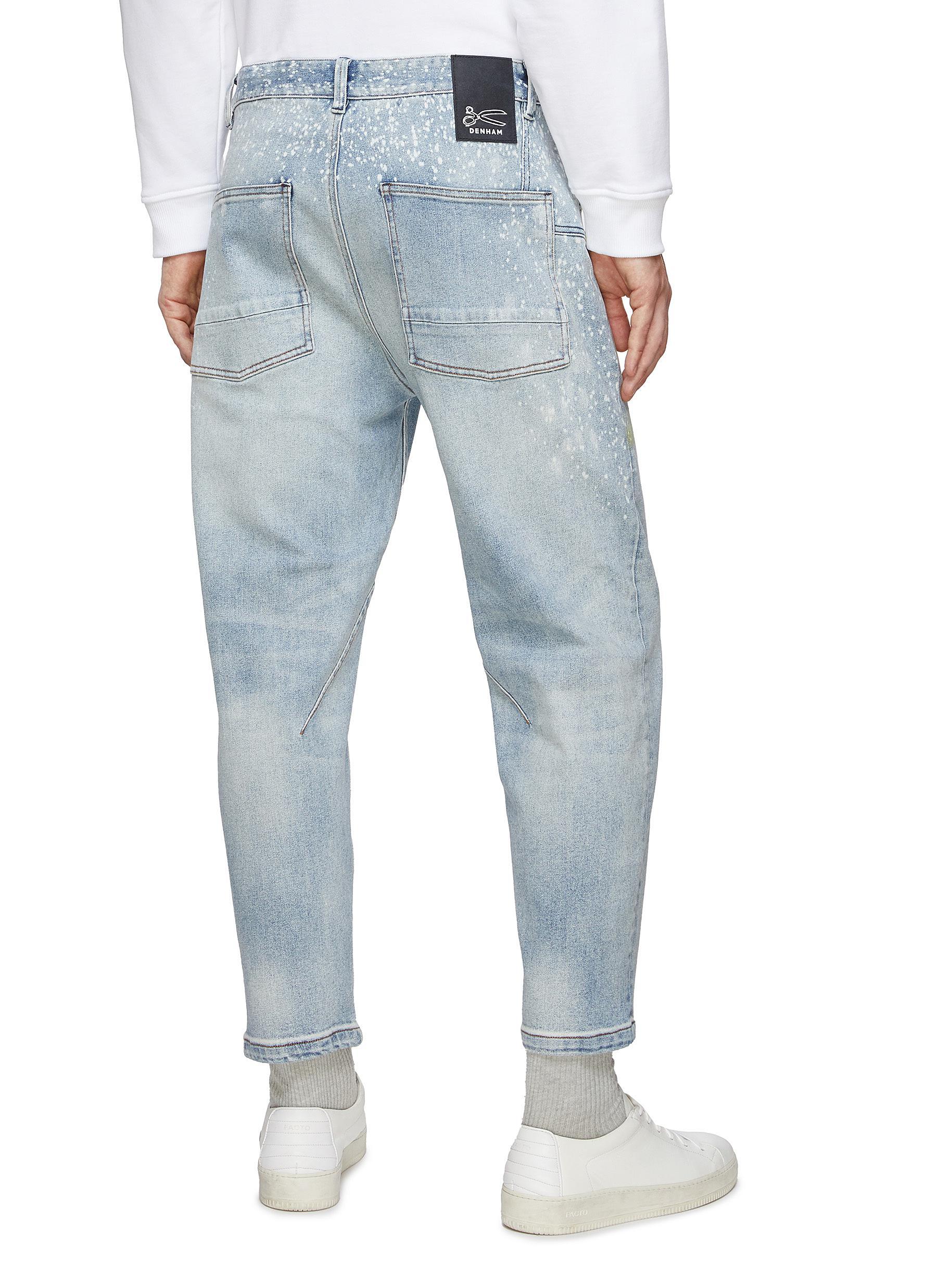 Denham Wuxia Paint Splatter Twisted Seam Cropped Jeans in Blue for Men |  Lyst