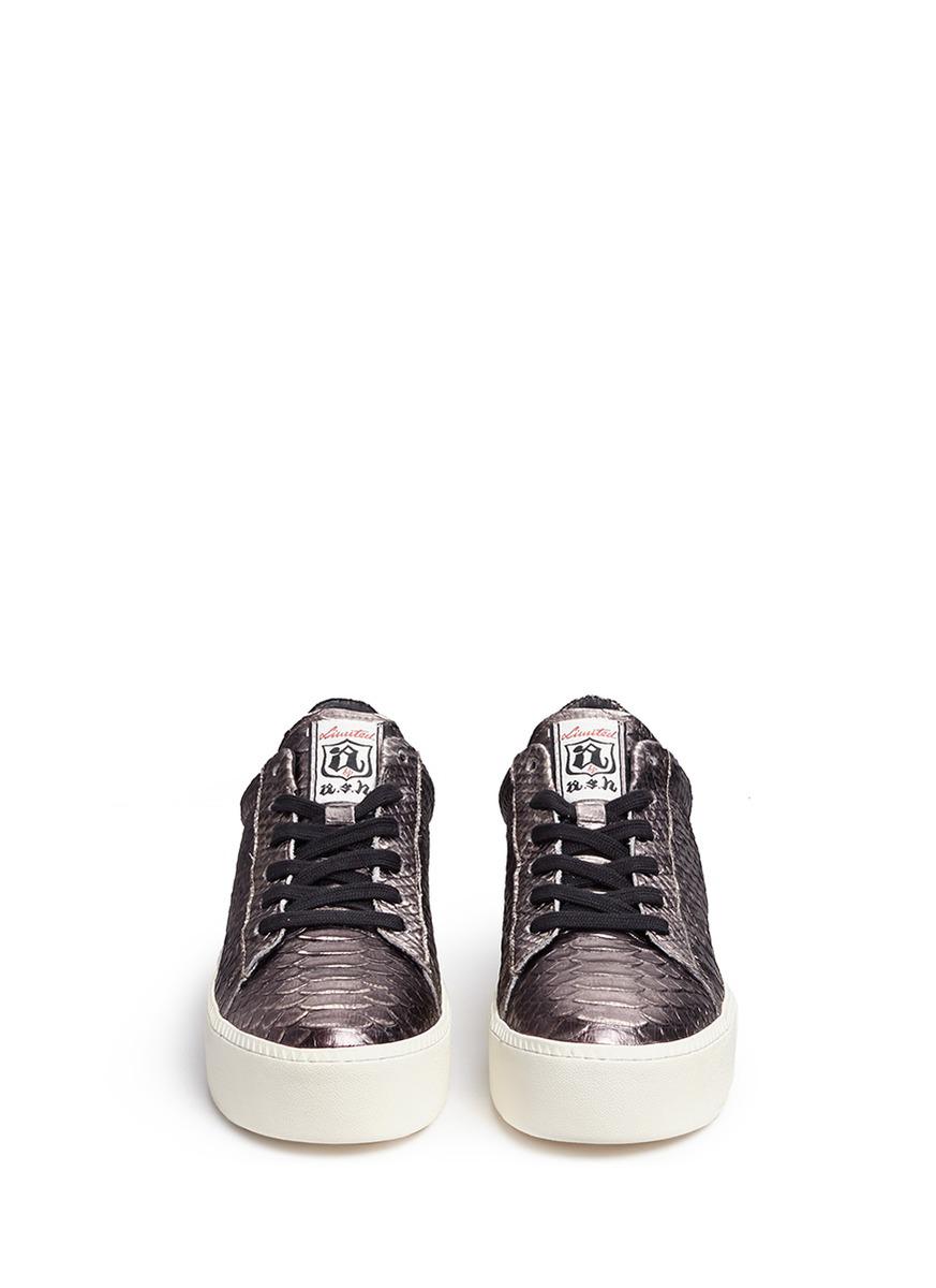 snake effect leather platform trainers