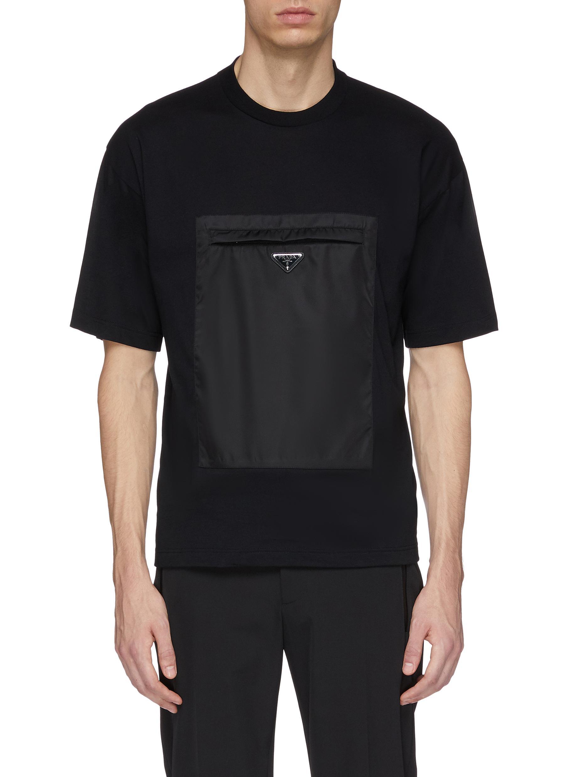 Prada Pocket Cotton T Shirt in Black for Men | Lyst