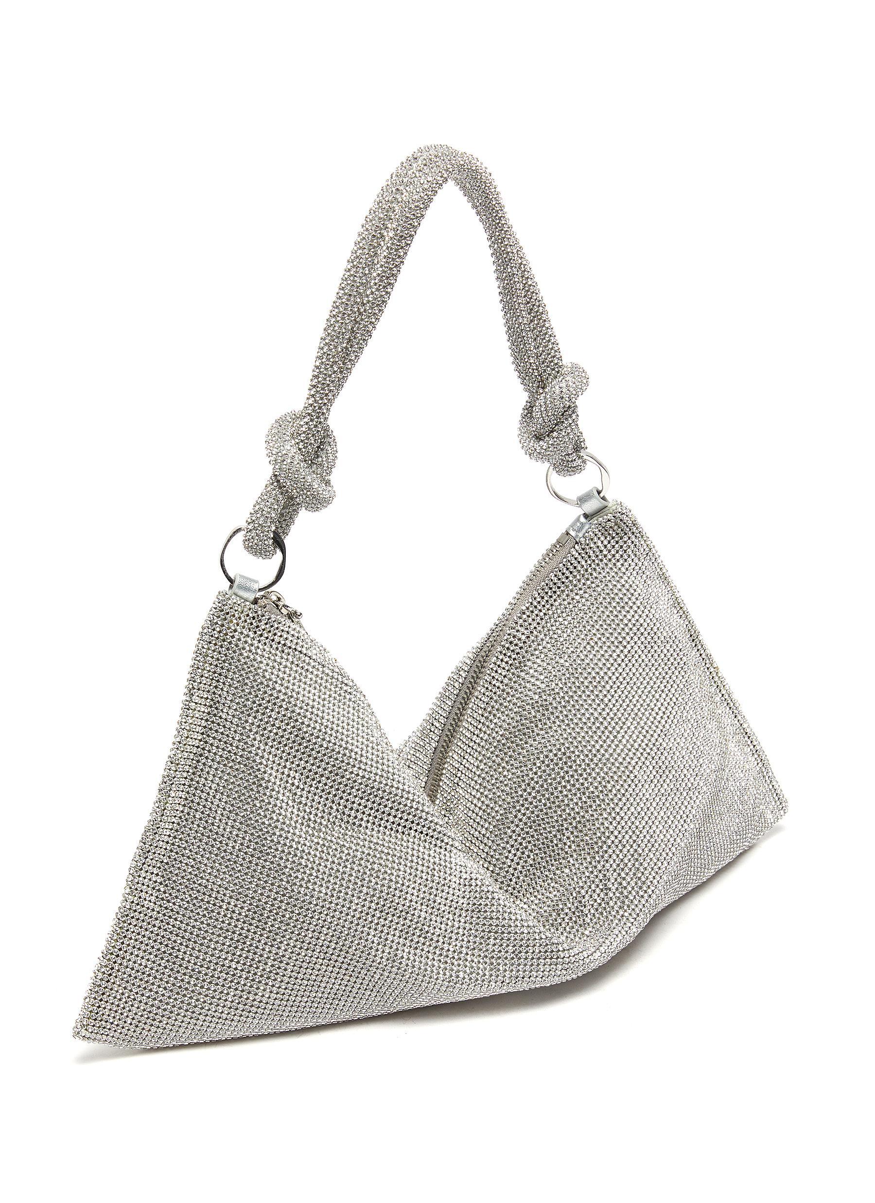 Luxury Rhinestone Shoulder Bag Silver Purse Soft Pouch Bags Knot Bag Handbag