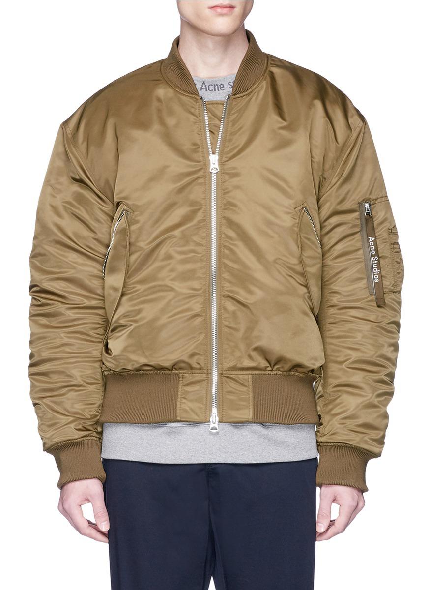 Acne Studios Synthetic 'makio' Bomber Jacket in Green for Men - Lyst