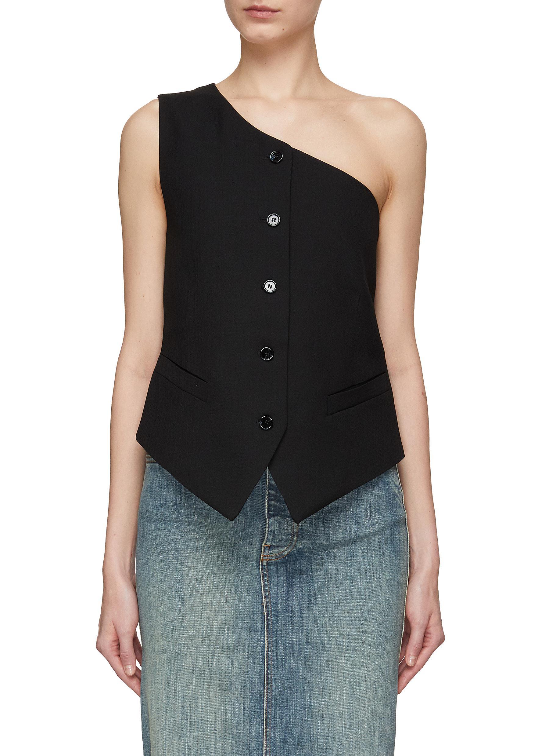 Acne Studios Silky Back Panel One Shoulder Suiting Vest in Black Lyst